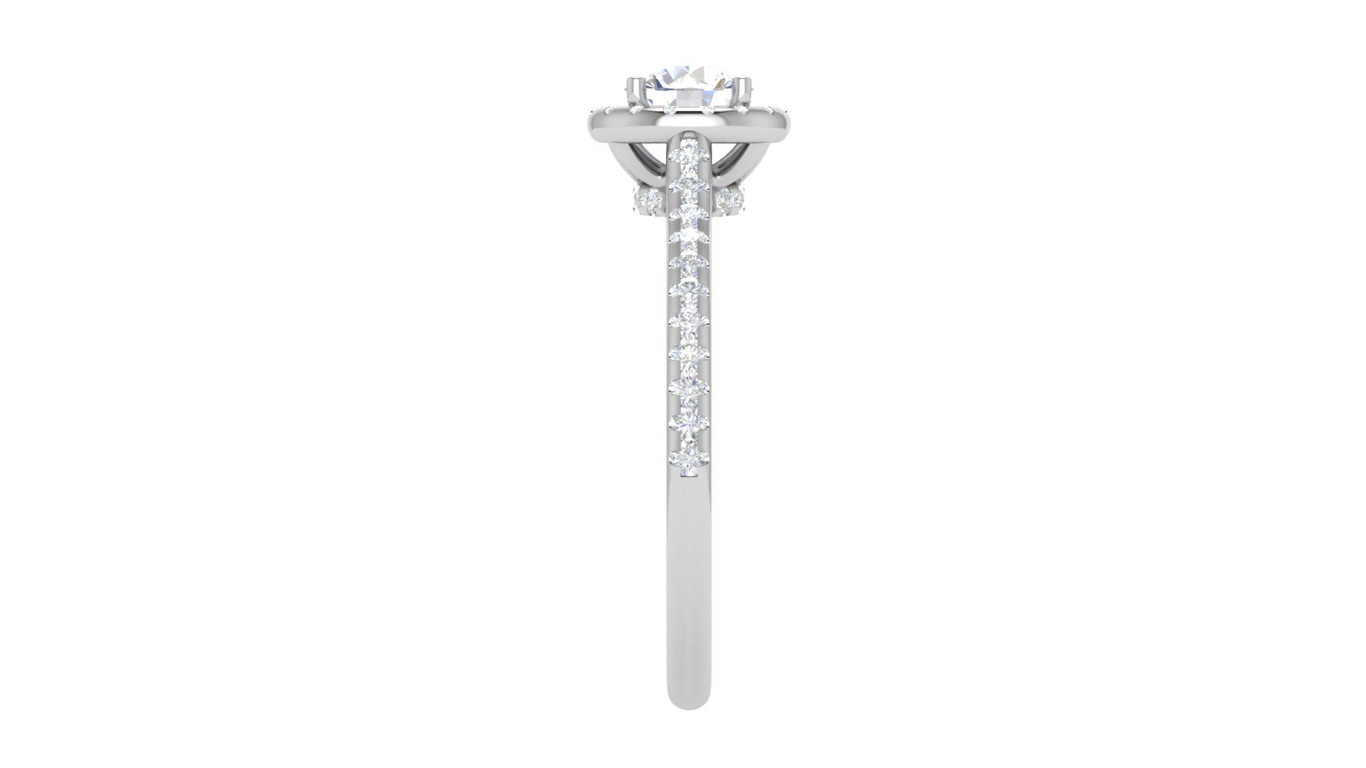 White Gold Adjustable Silver Brilliant Halo Solitaire Bridal Ring For Woman