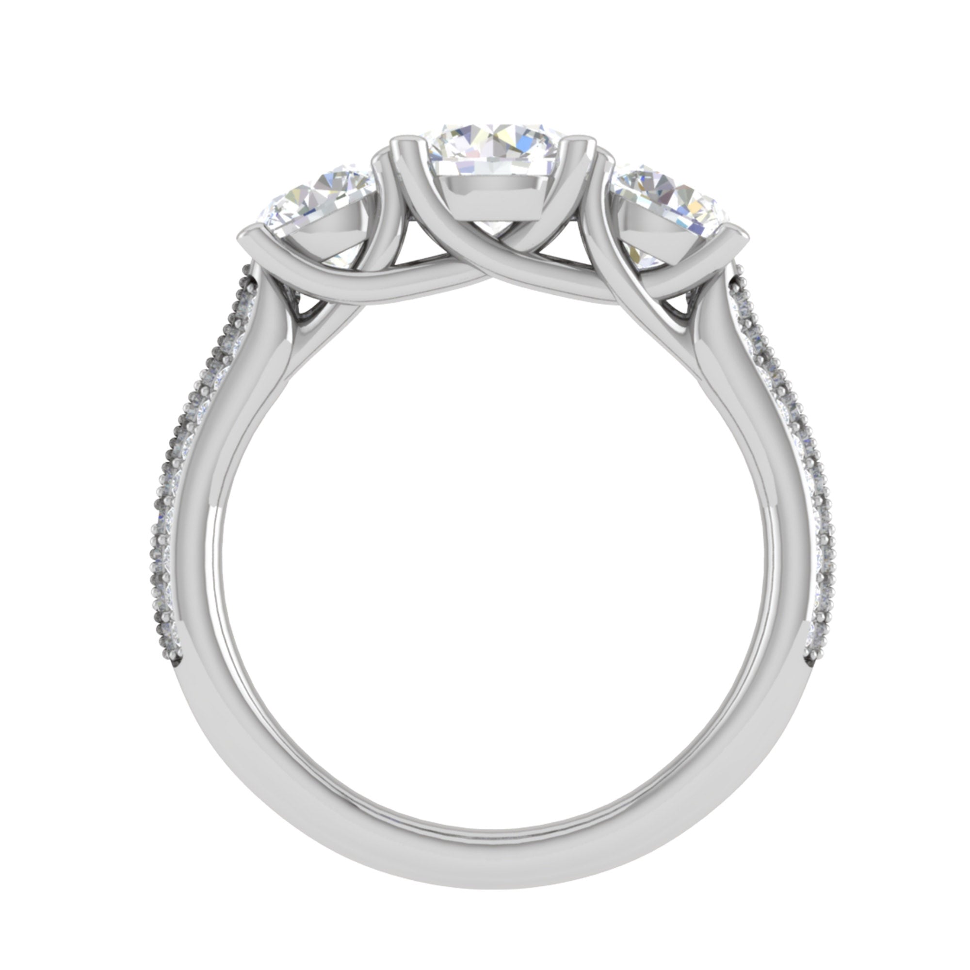 Stunning Three Stone Silver Ring