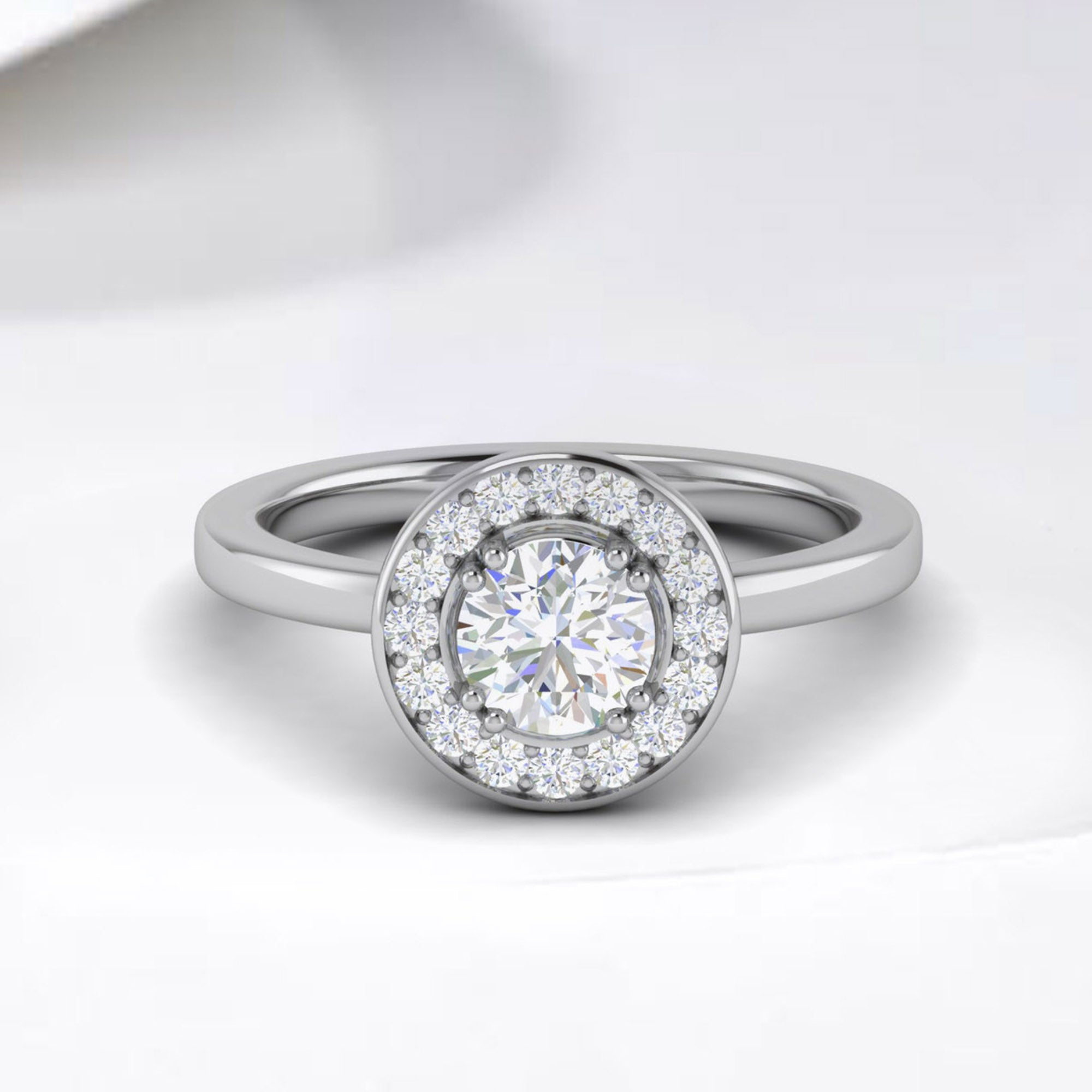 Adjustable Halo Solitaire Ring