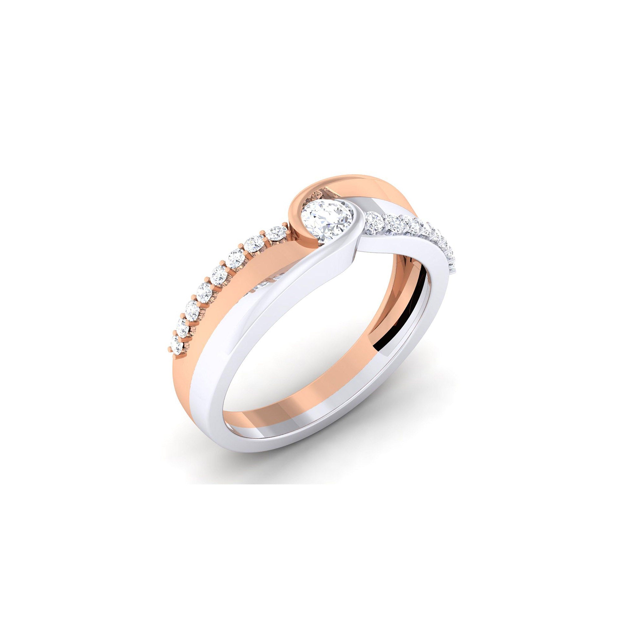 Adjustable Brilliant Silver Rose Gold Dual-Tone Pave Band