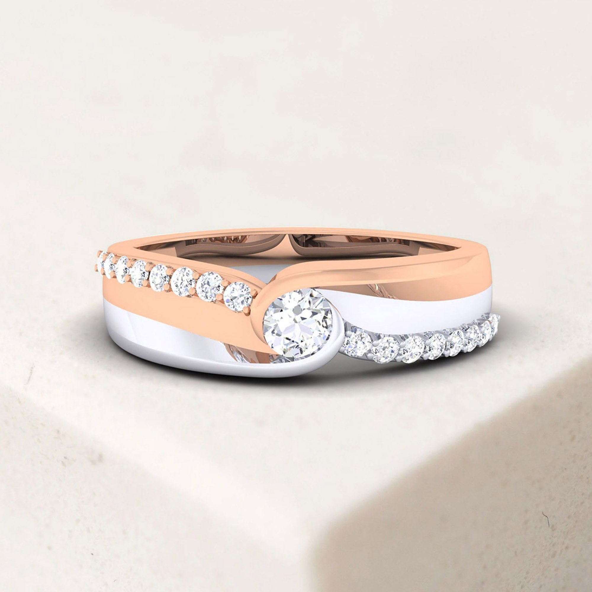 Dual Tone Criss Cross Pave Band