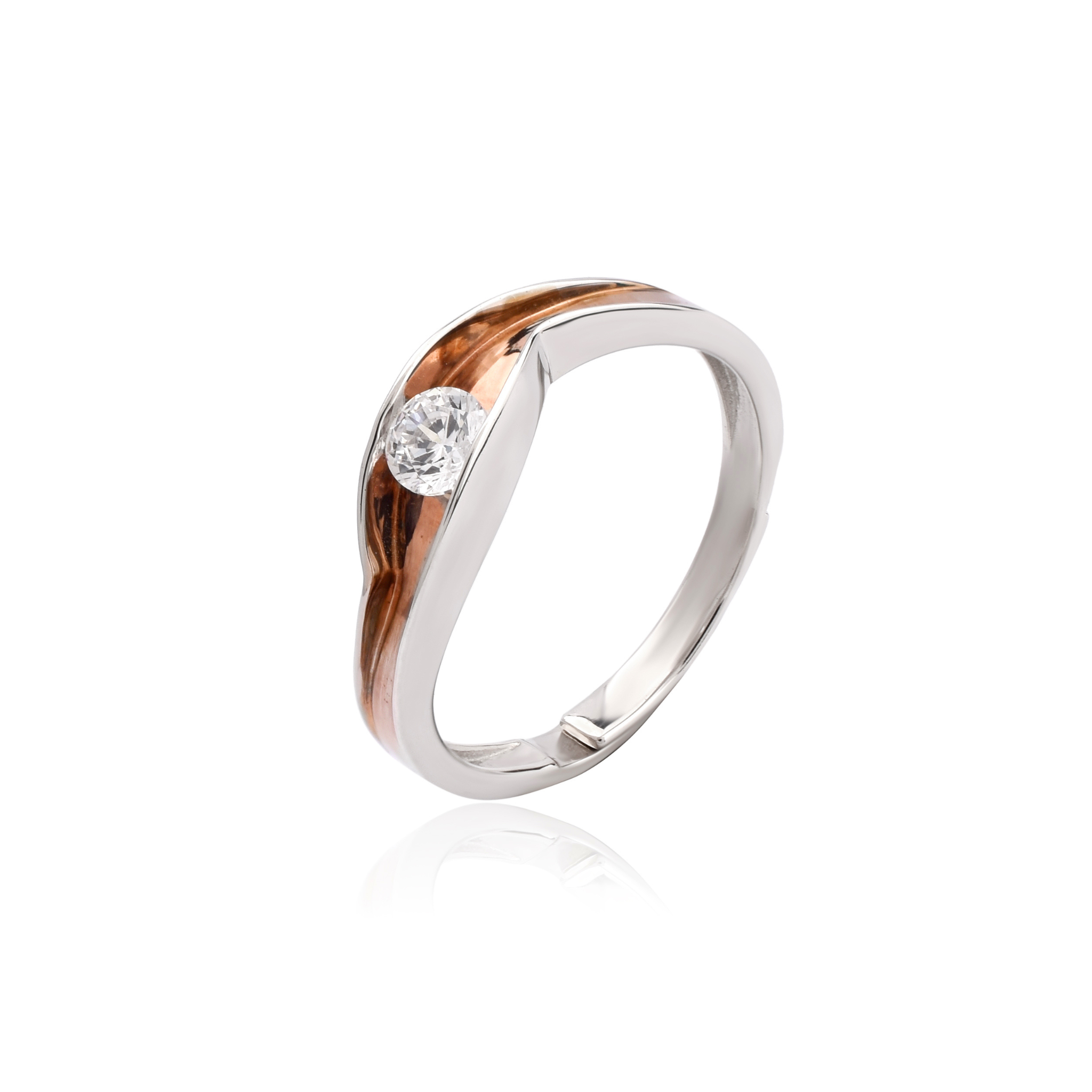 Adjustable Stylish Silver Rose & White Gold Two-Tone Band
