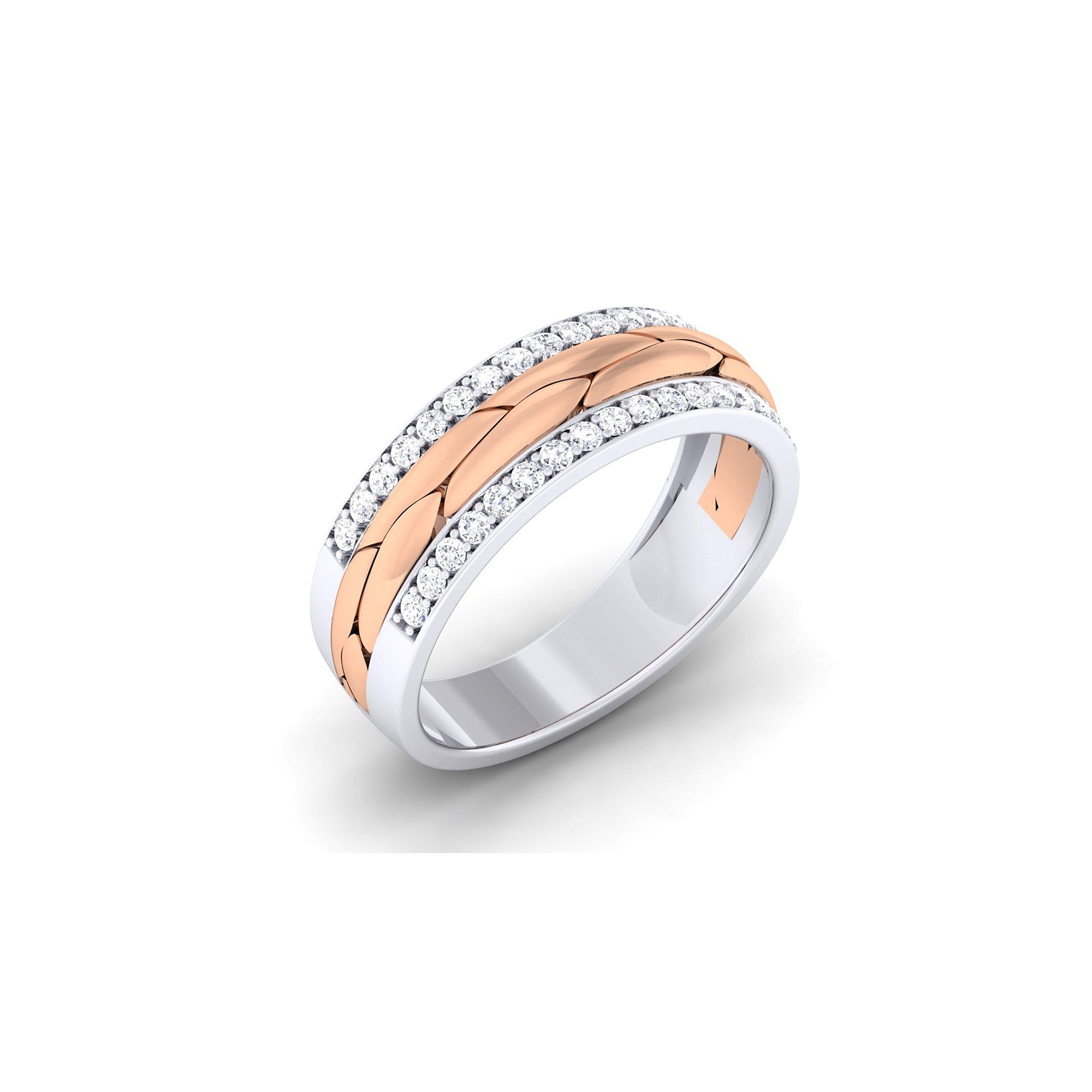 Adjustable Stylish Silver Rose & White Gold Dual Tone Band