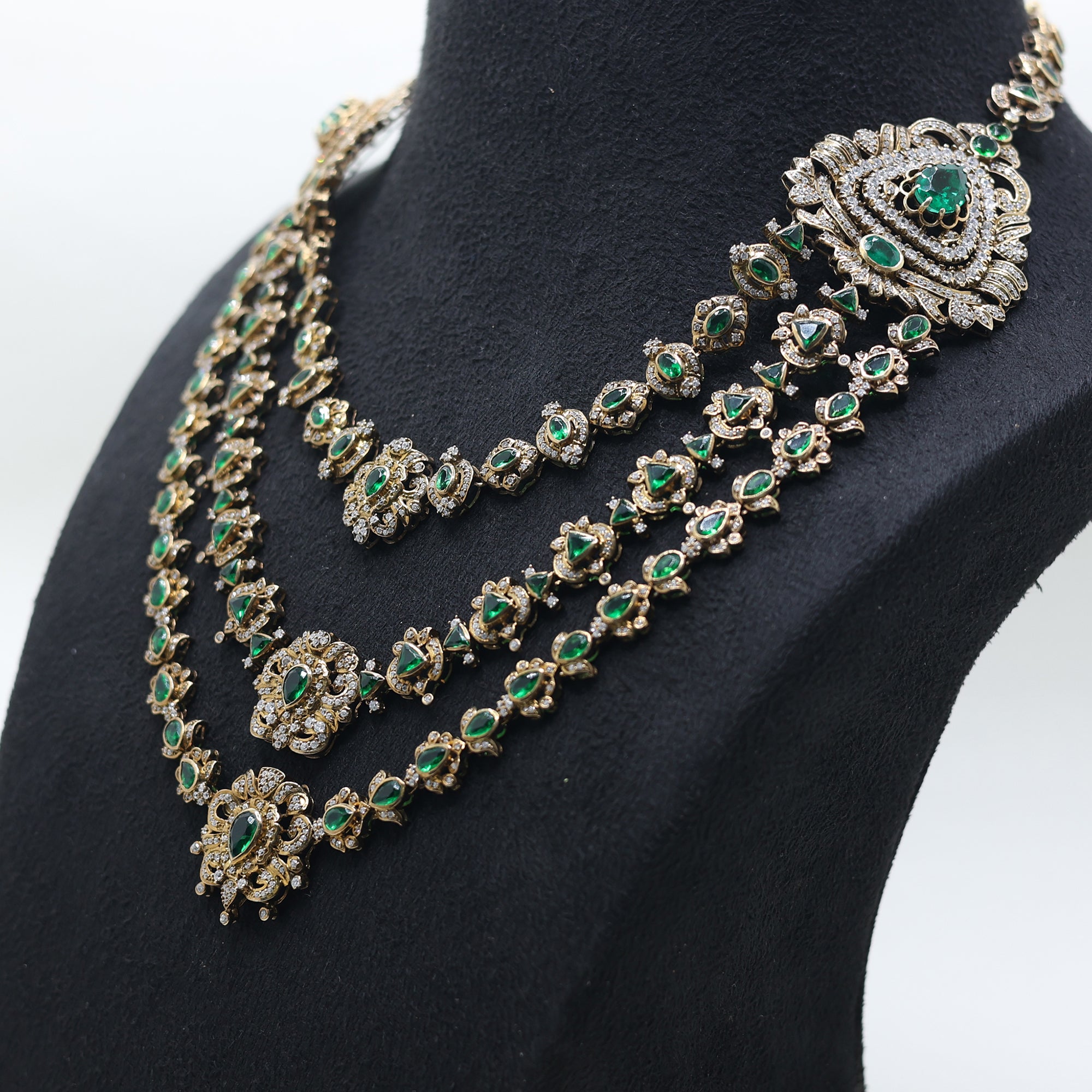 Royal Emerald Triple Layer Necklace