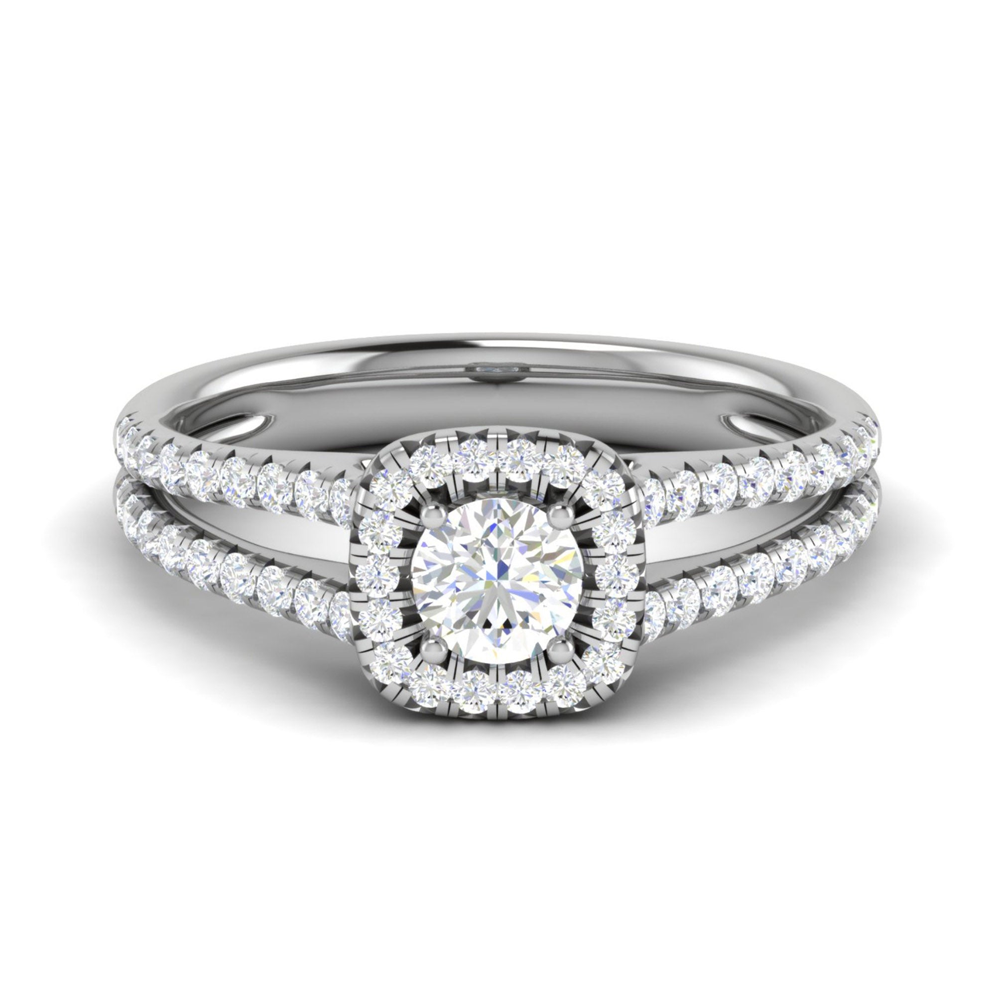 Cushion Halo Split Shank Ring