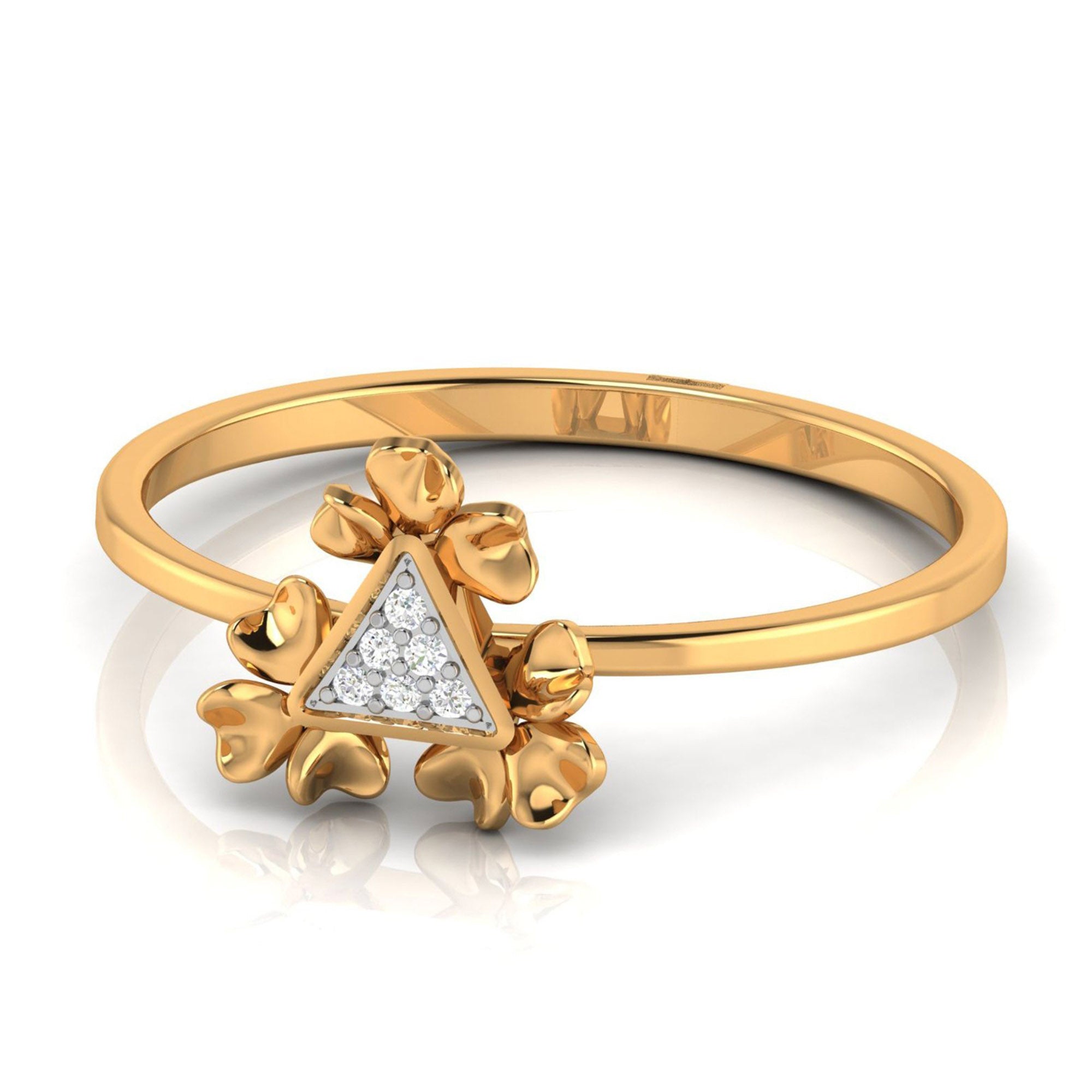Triangle Diamond Cluster Floral Ring