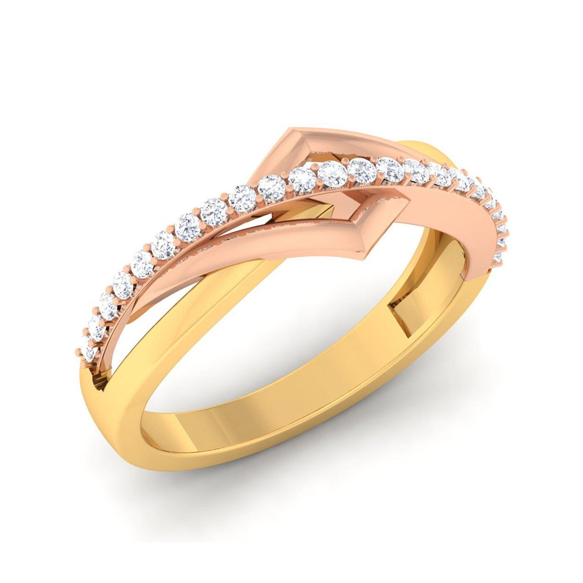 Two Tone Diamond Crossover Ring