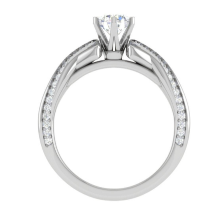 White Gold Adjustable Silver Interlocking Diamond Pave Ring For Woman