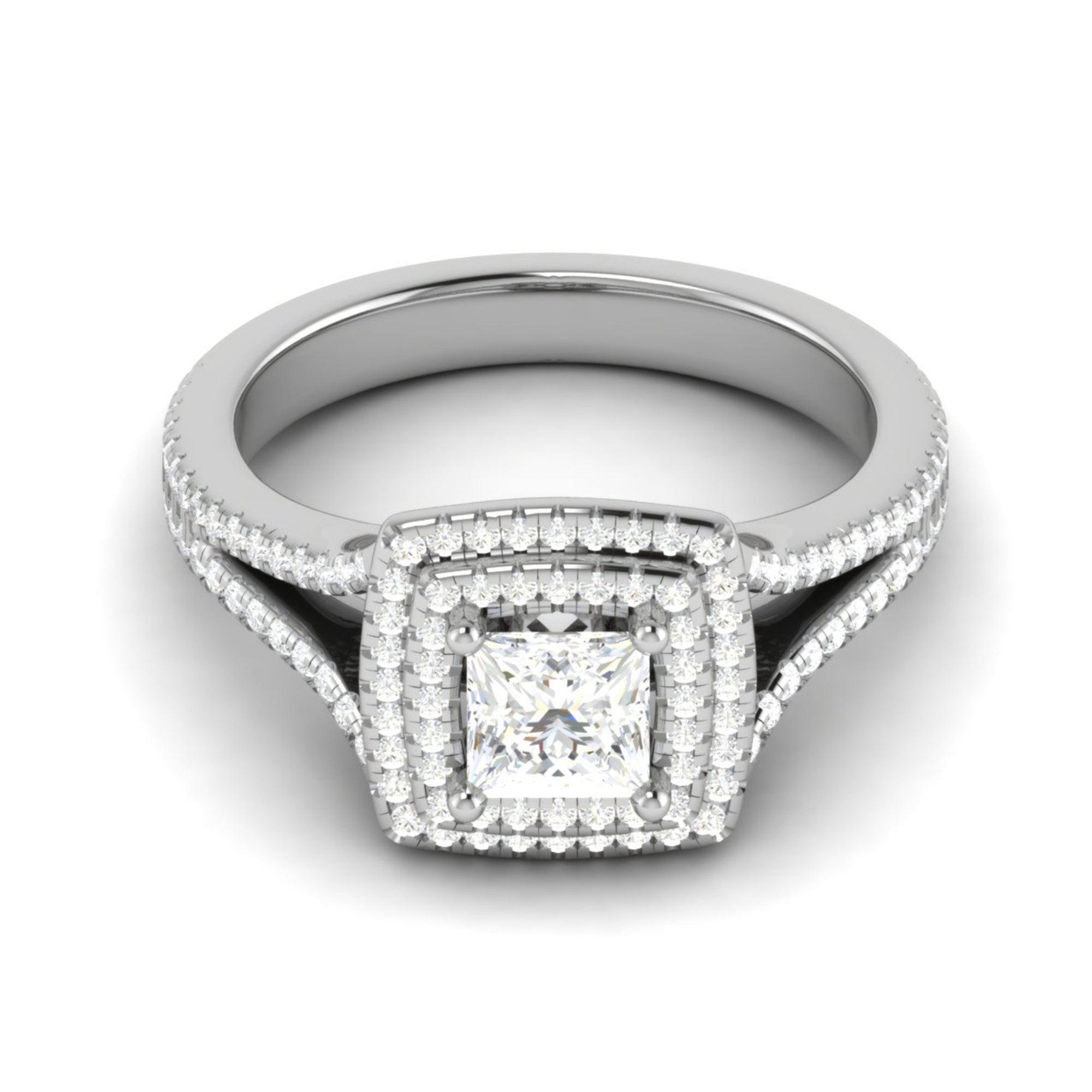Split Shank Halo Engagement Ring
