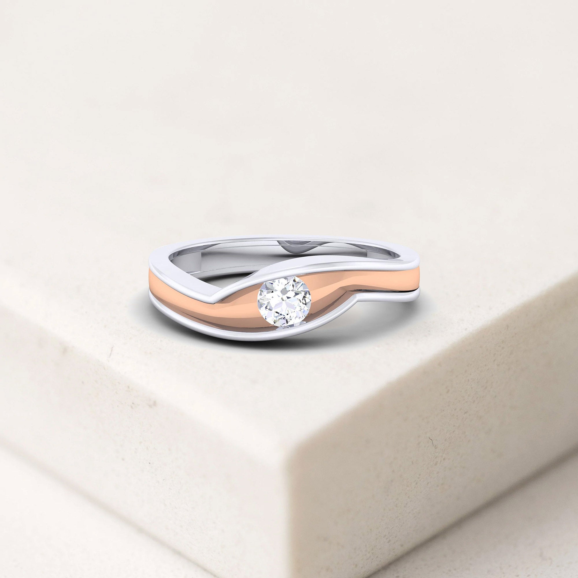 Adjustable Stylish Silver Rose & White Gold Two-Tone Band