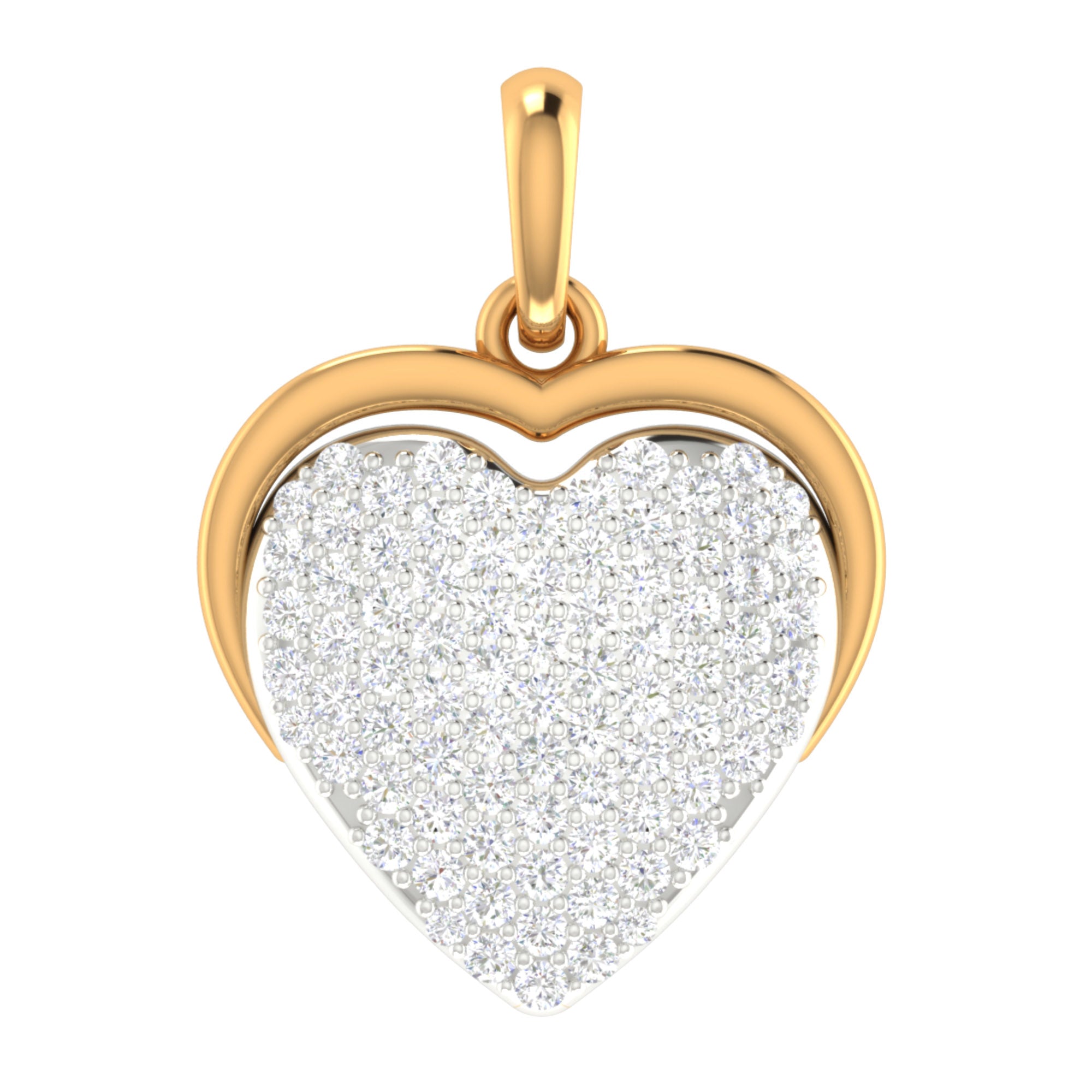 Gold Plated Heart Diamond Pendant