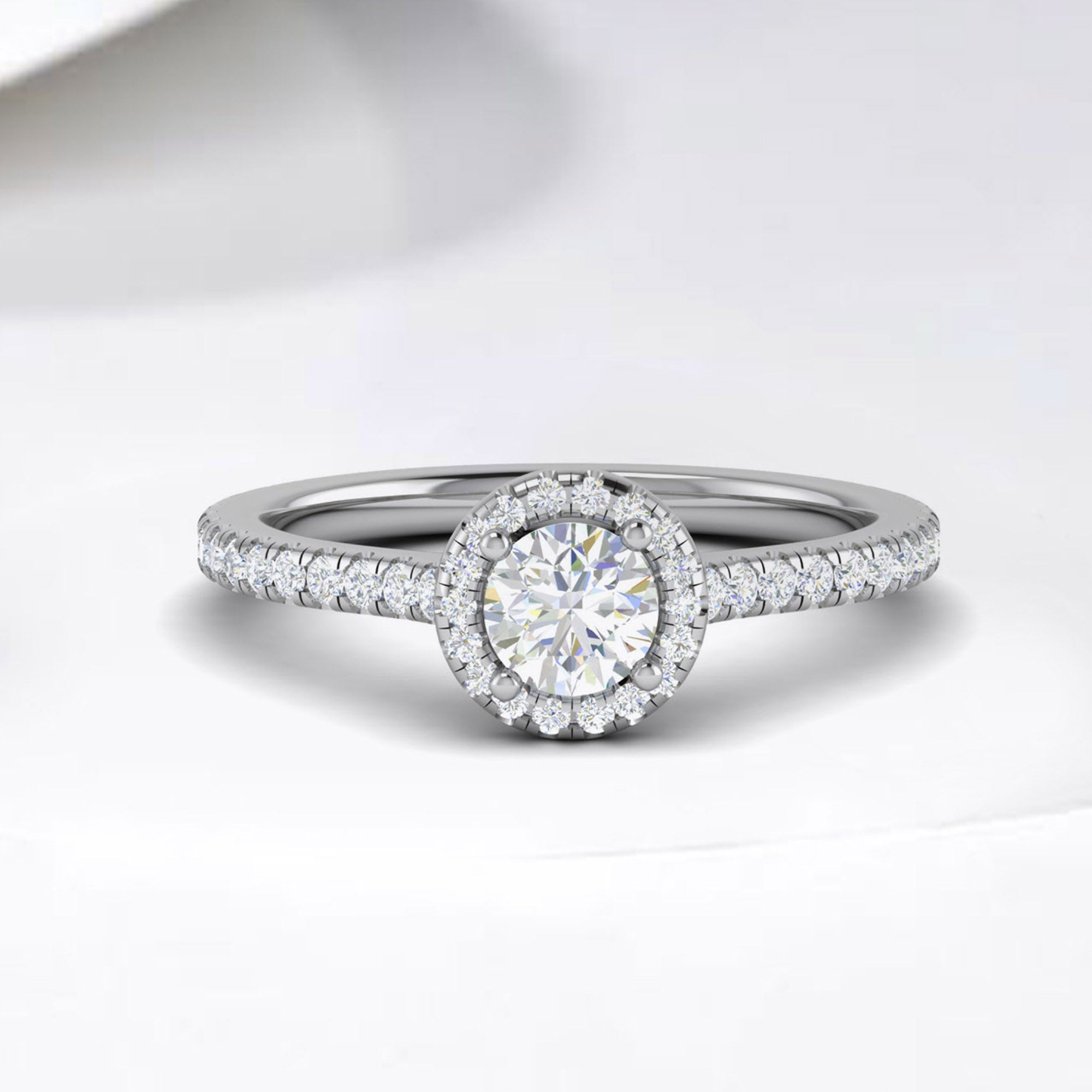Adjustable Solitaire Halo Diamond Ring