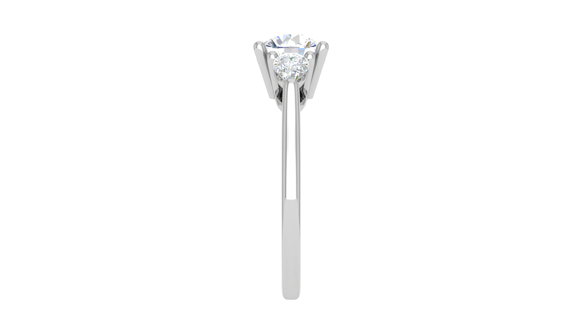 Trio Diamond White Gold Adjustable Silver Modern Ring For Women