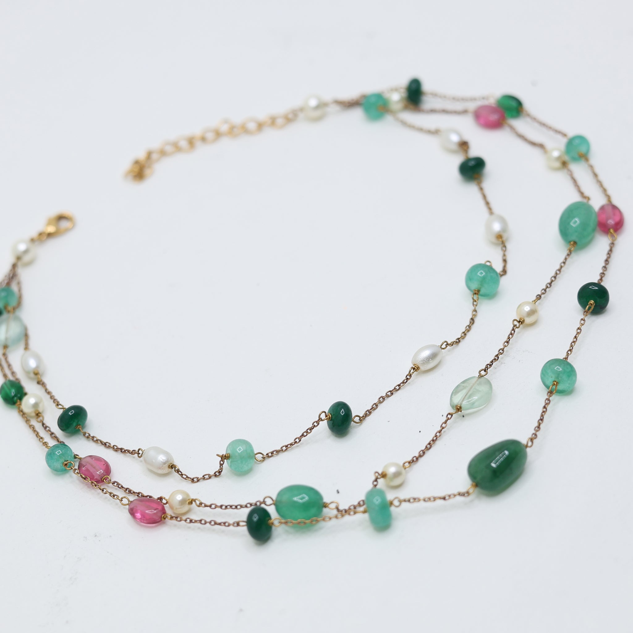 Three Layer Multi Color Beads Necklace