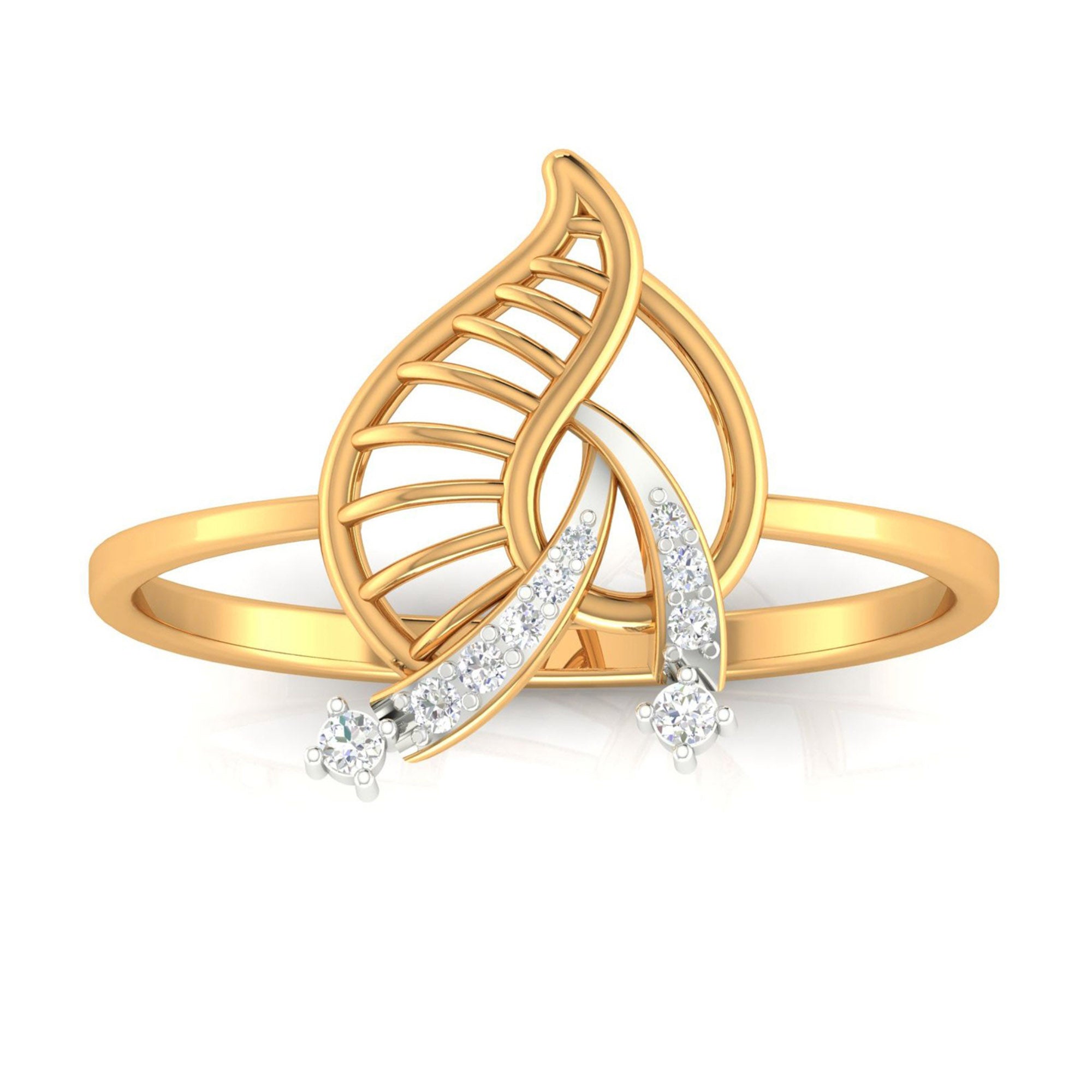Adjustable Leaf Pattern Diamond Ring