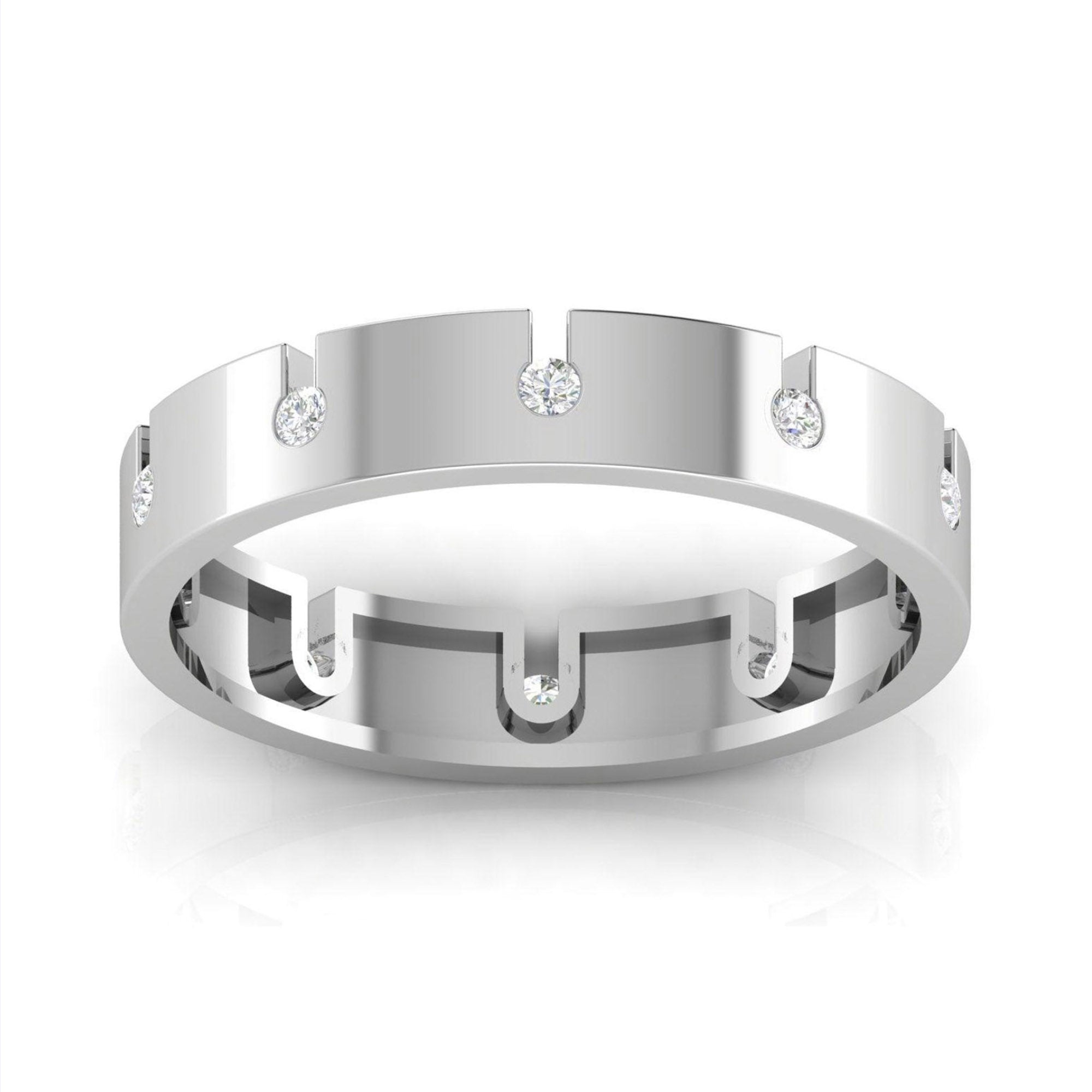 Adjustable Silver White Gold Stunning Diamond-Studded Band For Couple