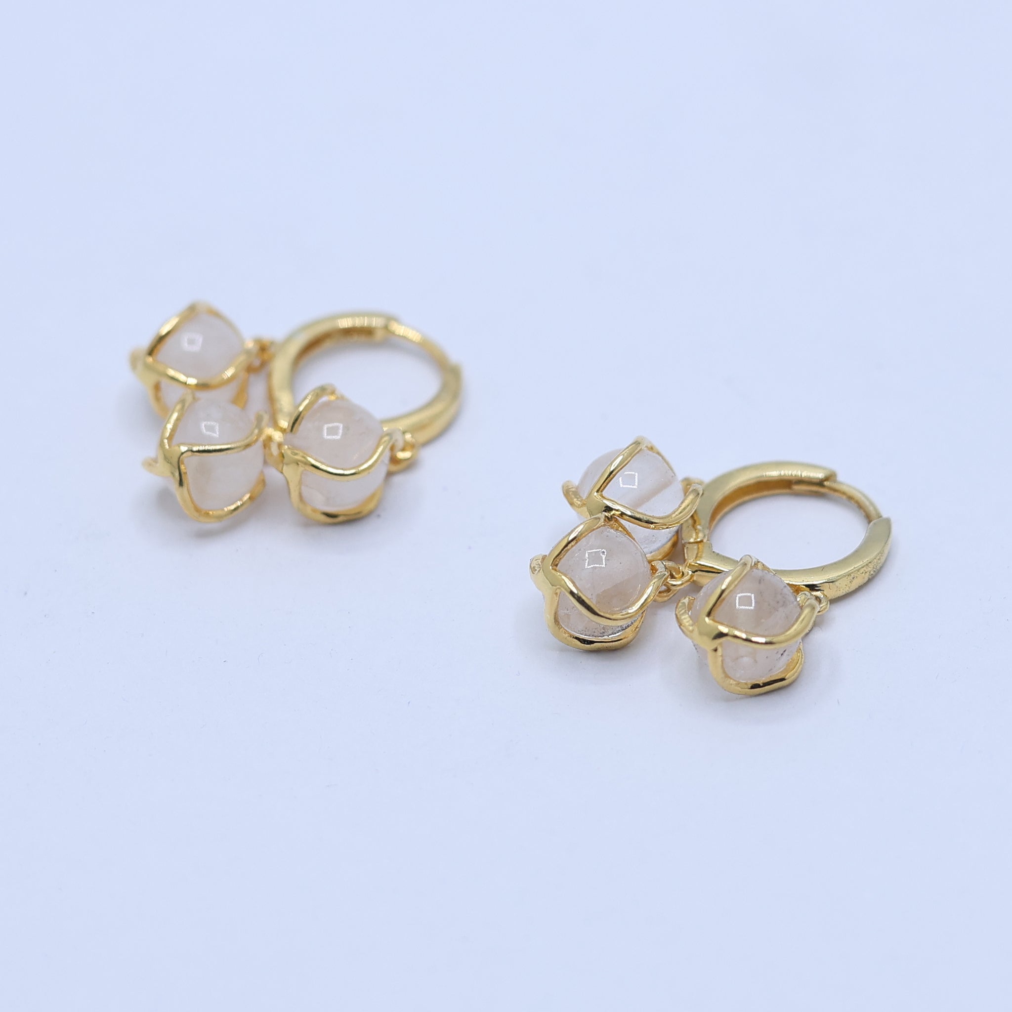 Silver Triple Dangling Hoops Overlapping Loops Yellow Gold Earring For Woman