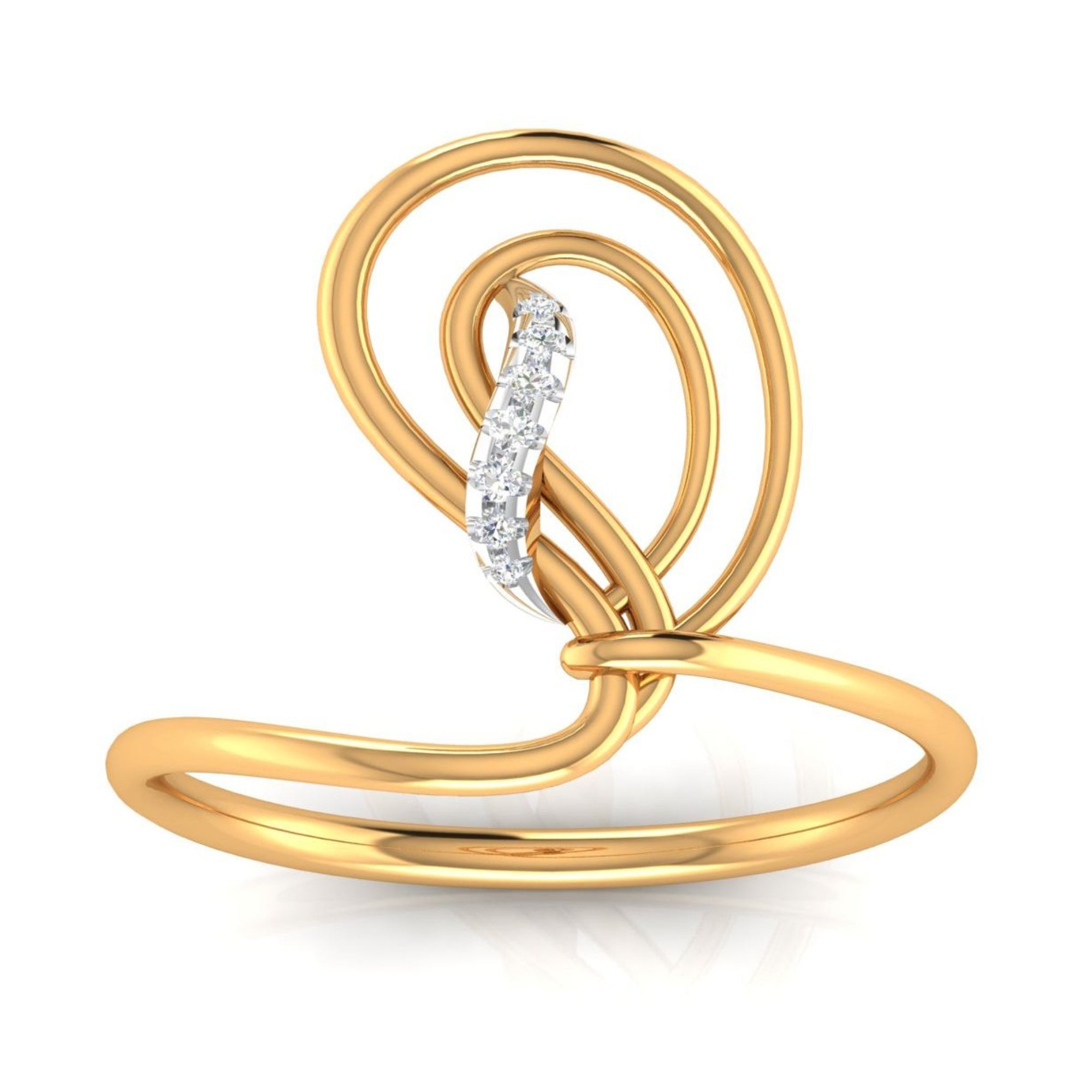 Stylish Swirl Diamond Ring