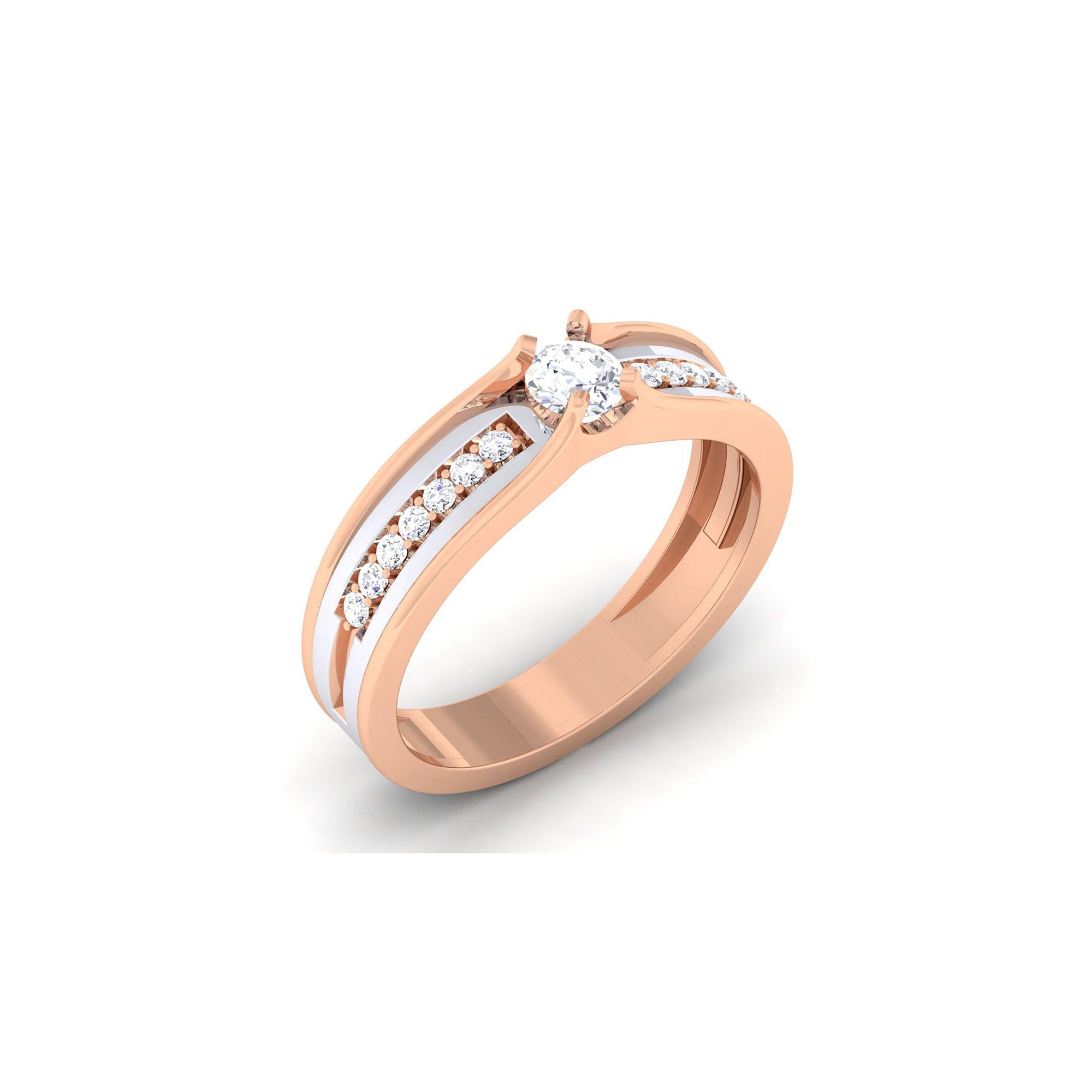 Adjustable Pave Silver Rose Gold Dual Tone Band