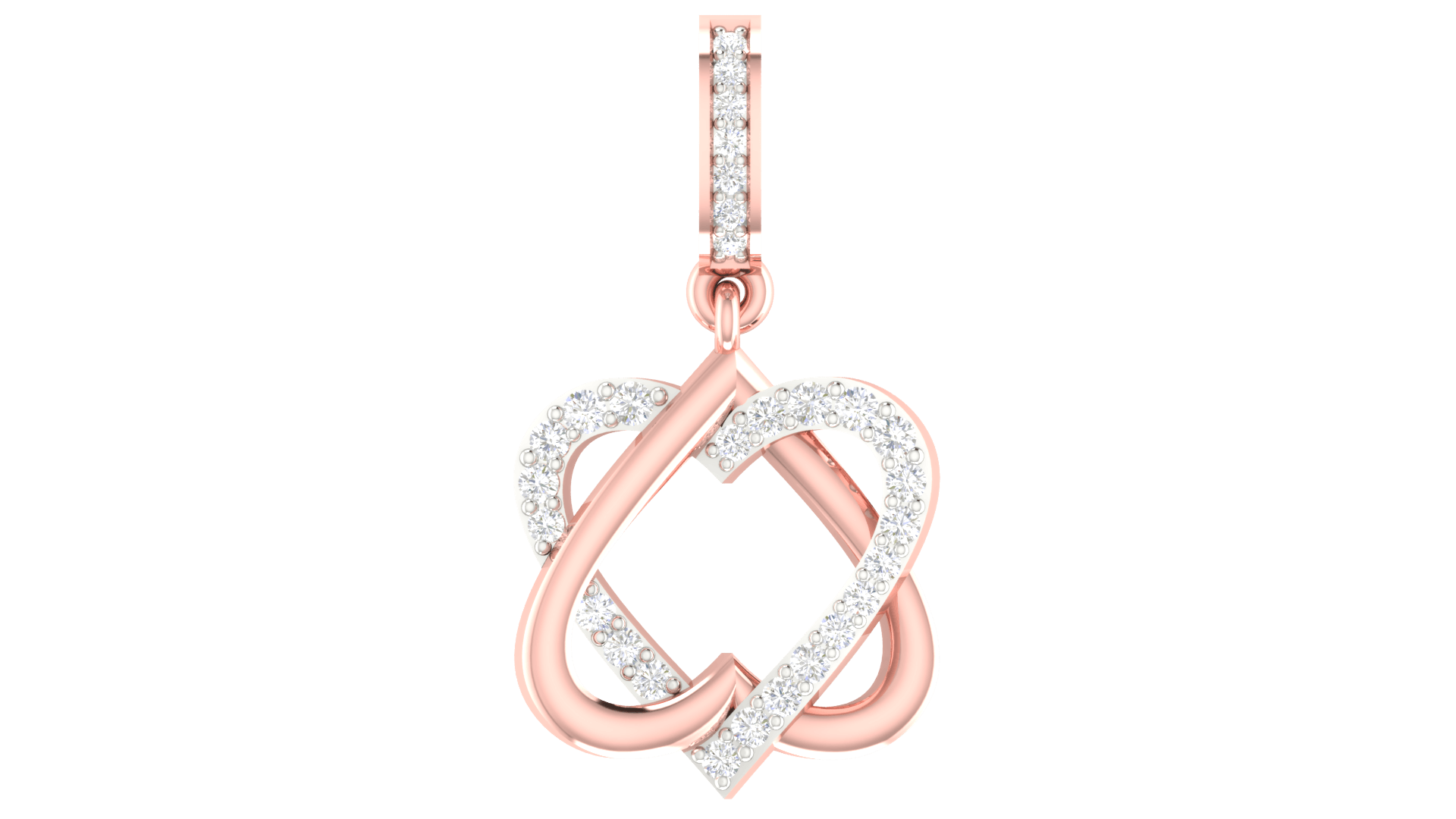 Silver Elegant Adjustable Interlock Double Heart Rose Gold Pendant For Women