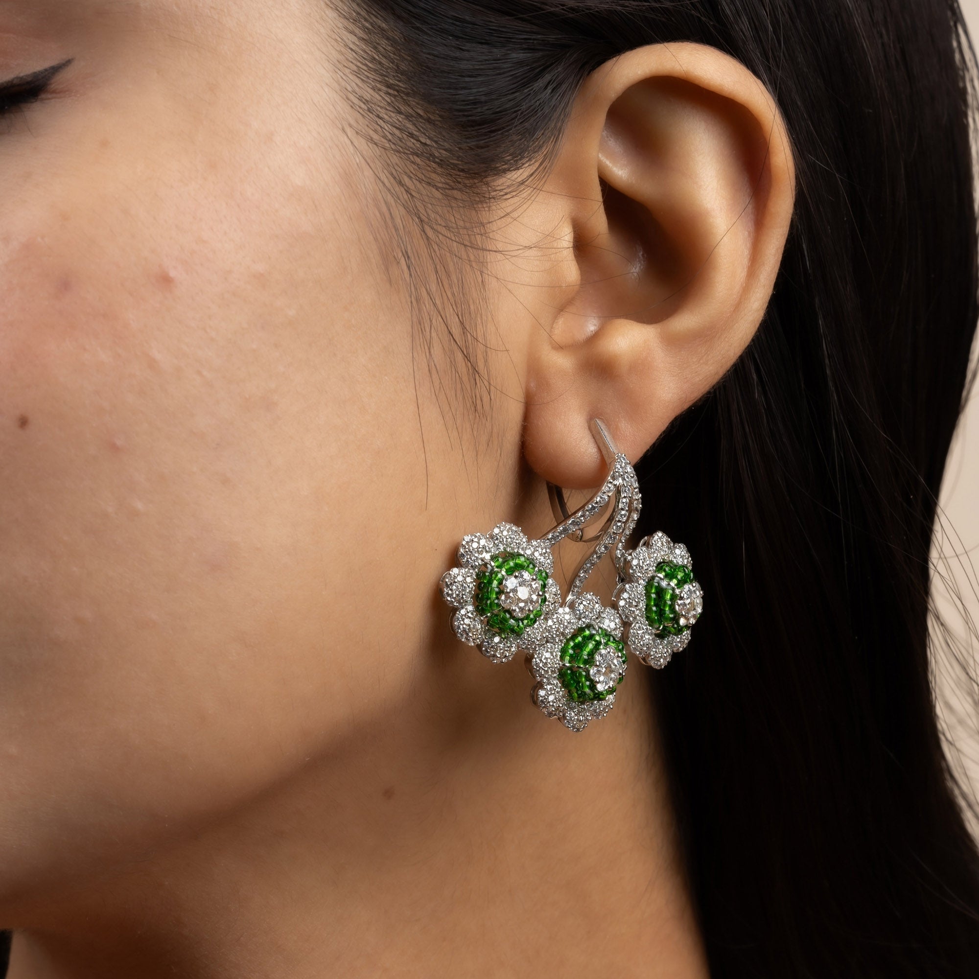 Triple Floral Drop Earrings