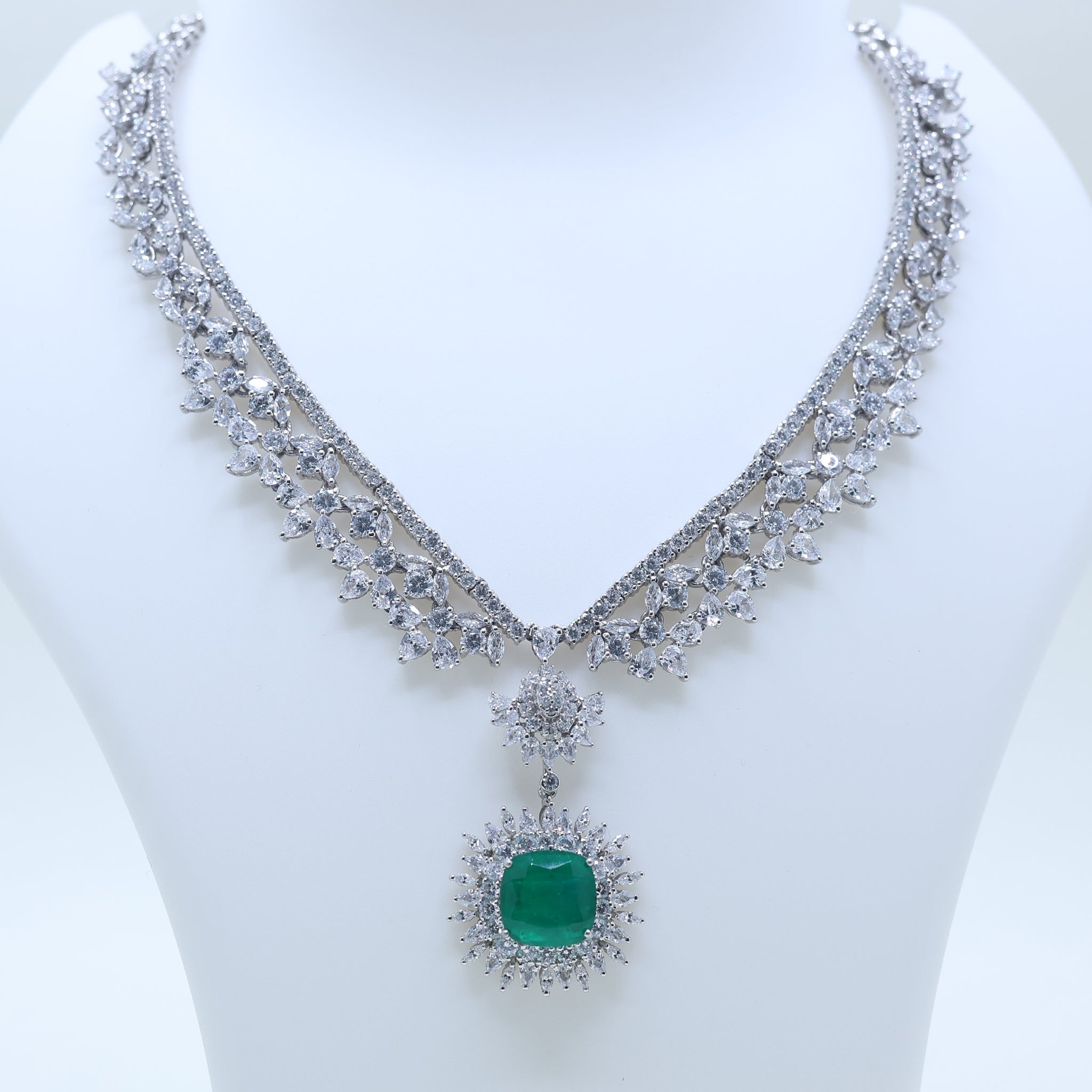 Sunburst Emerald May Birthstone Necklace