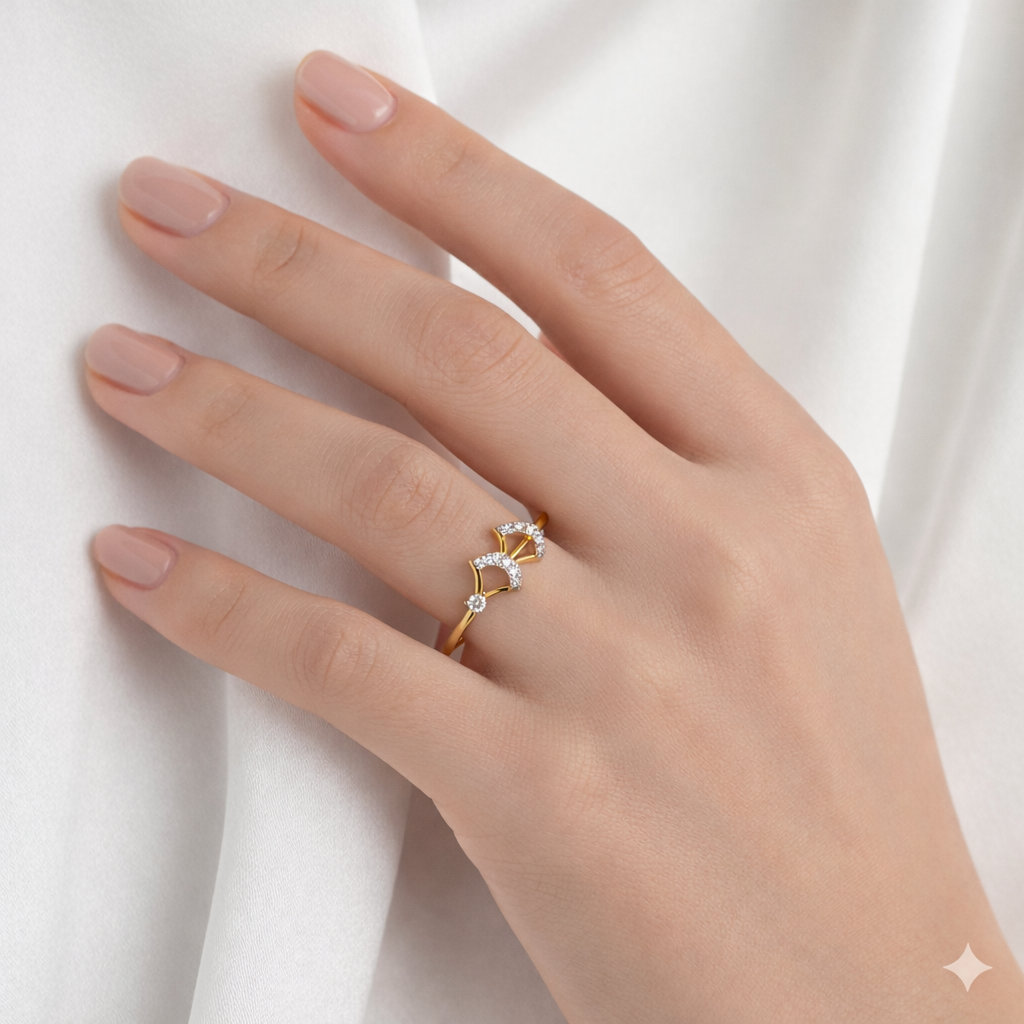 Elegant Dual Crescent Shape Ring