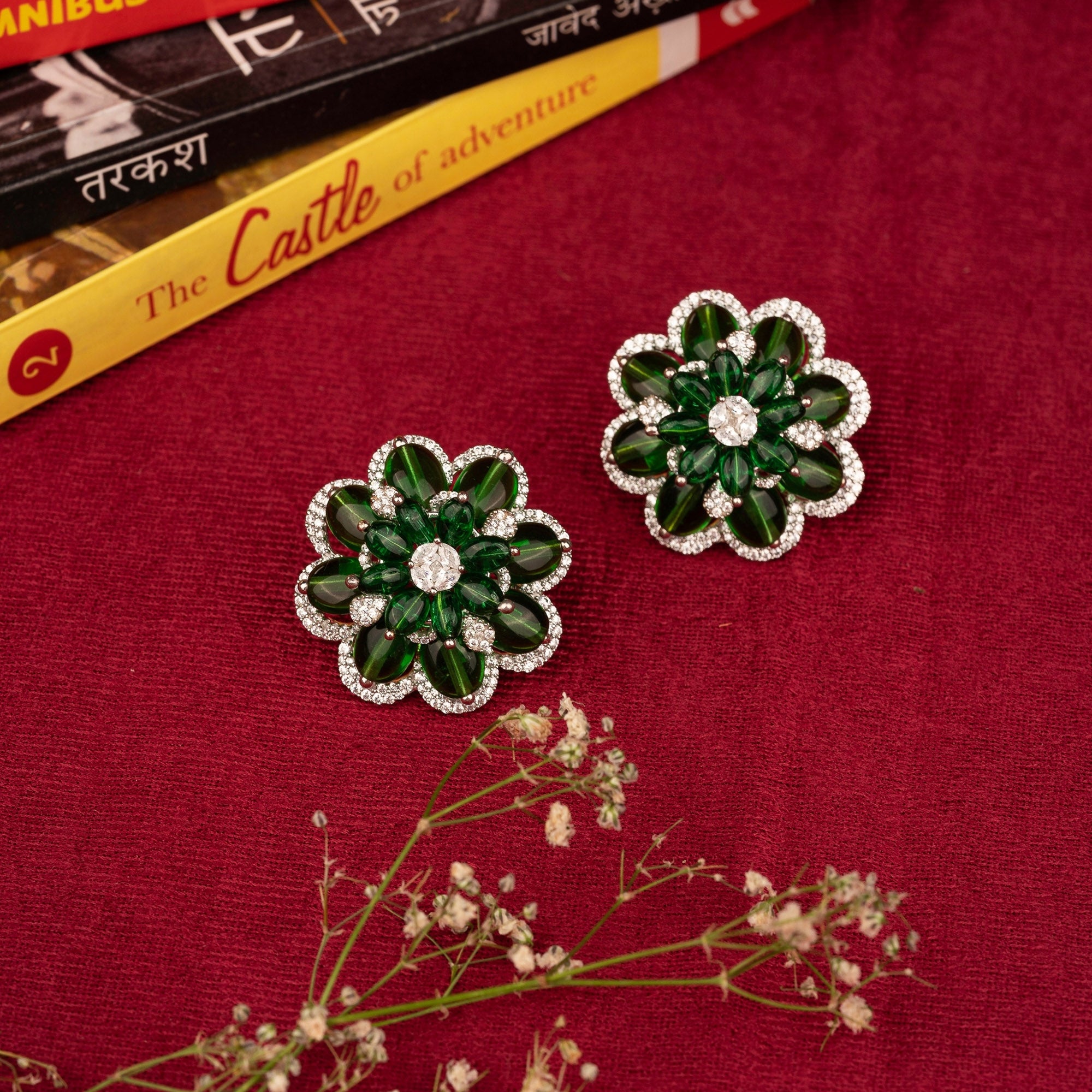 Radiant Green Flower Earring