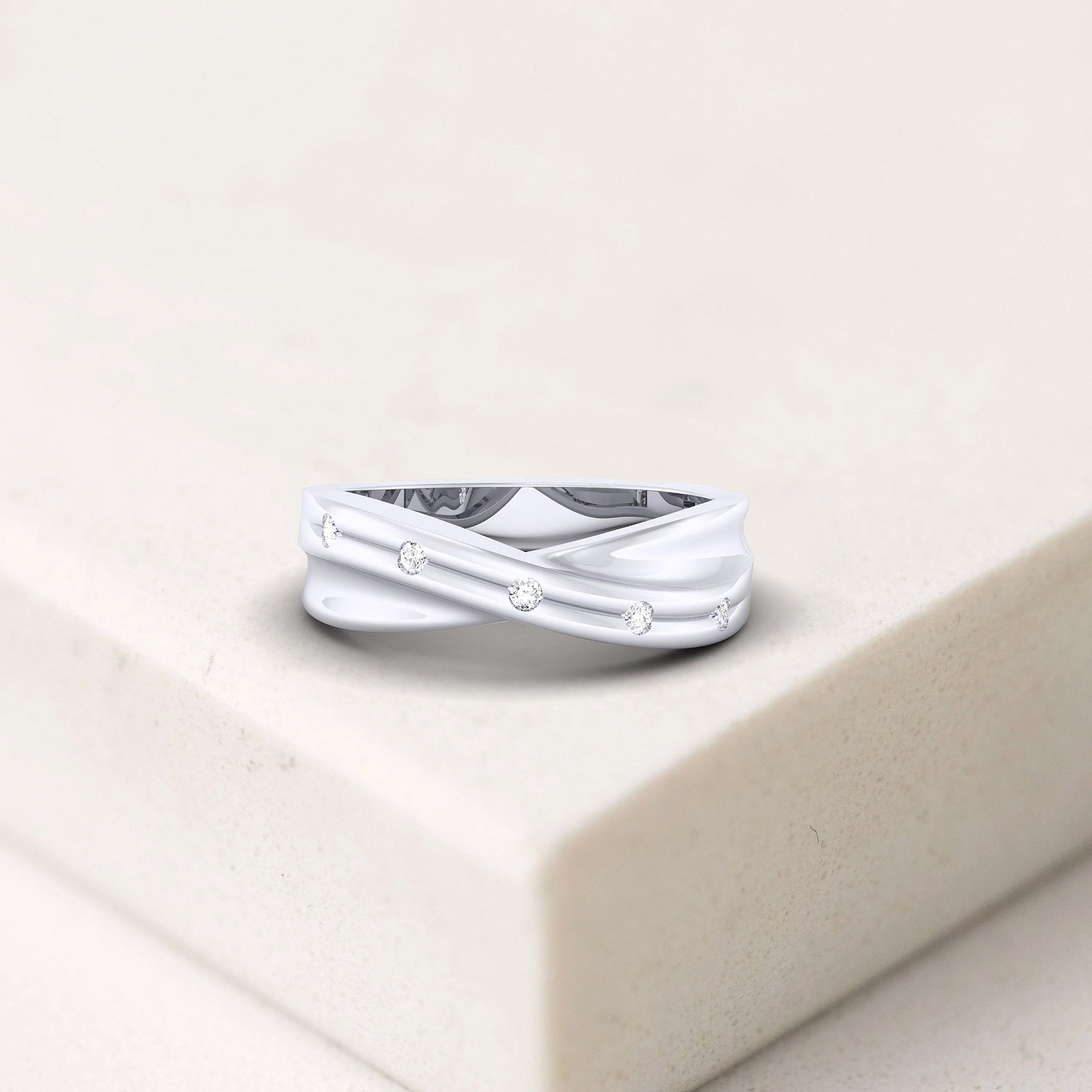 Elegant White Gold Crossover Band