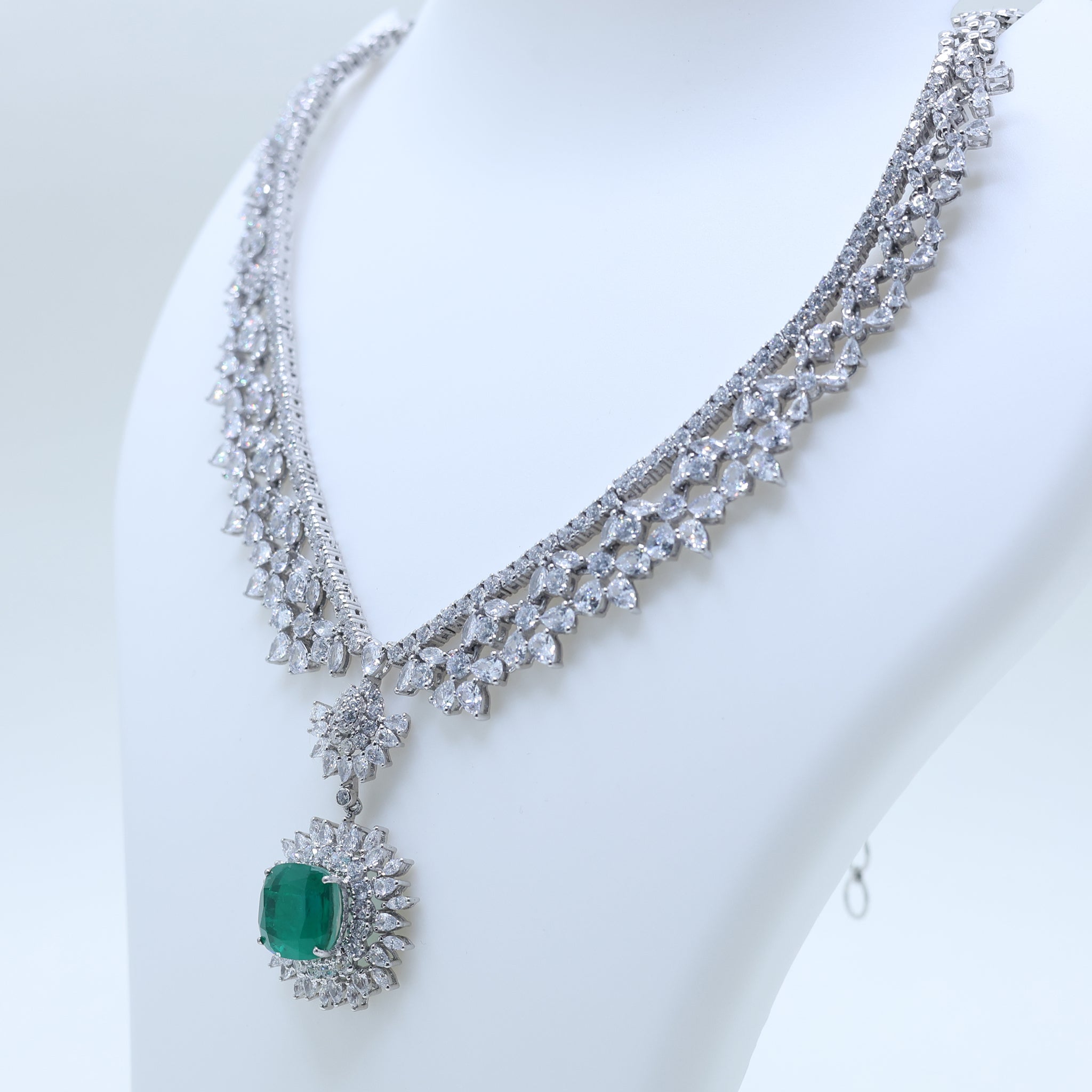 Sunburst Emerald May Birthstone Necklace