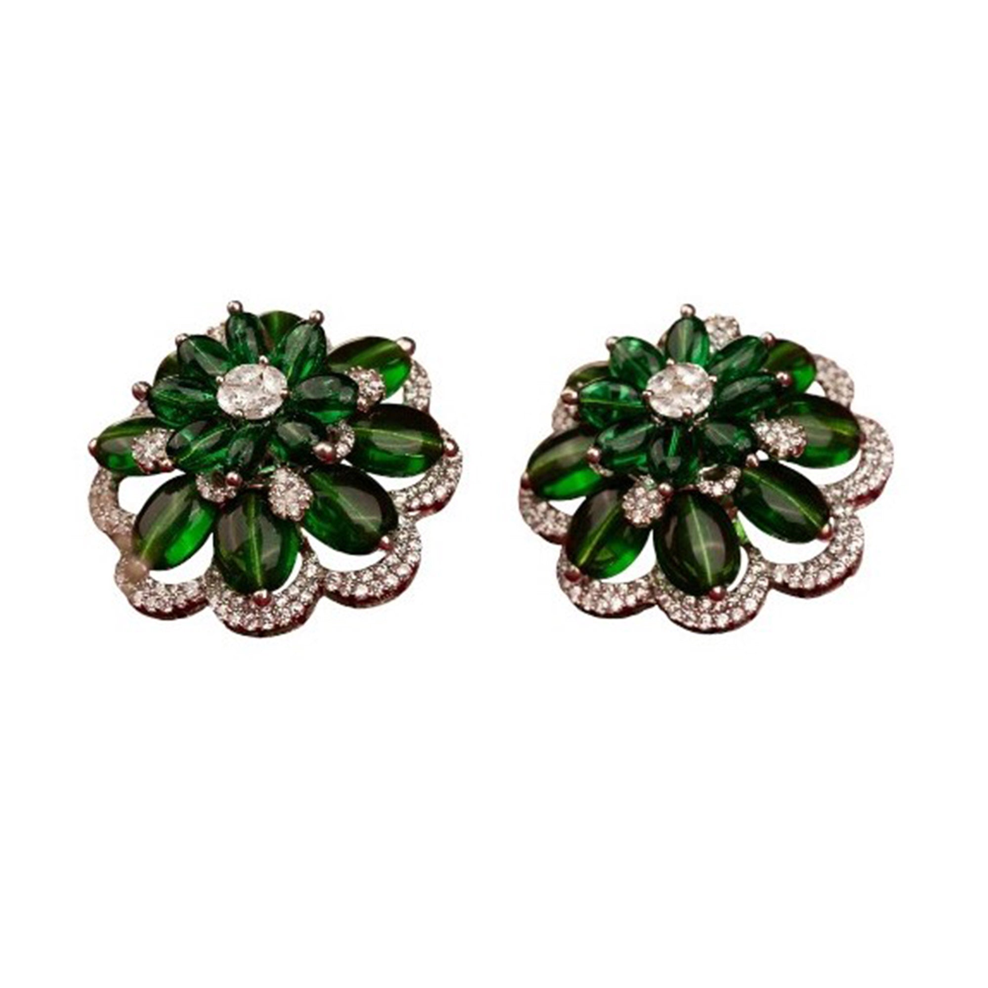 Radiant Green Flower Earring