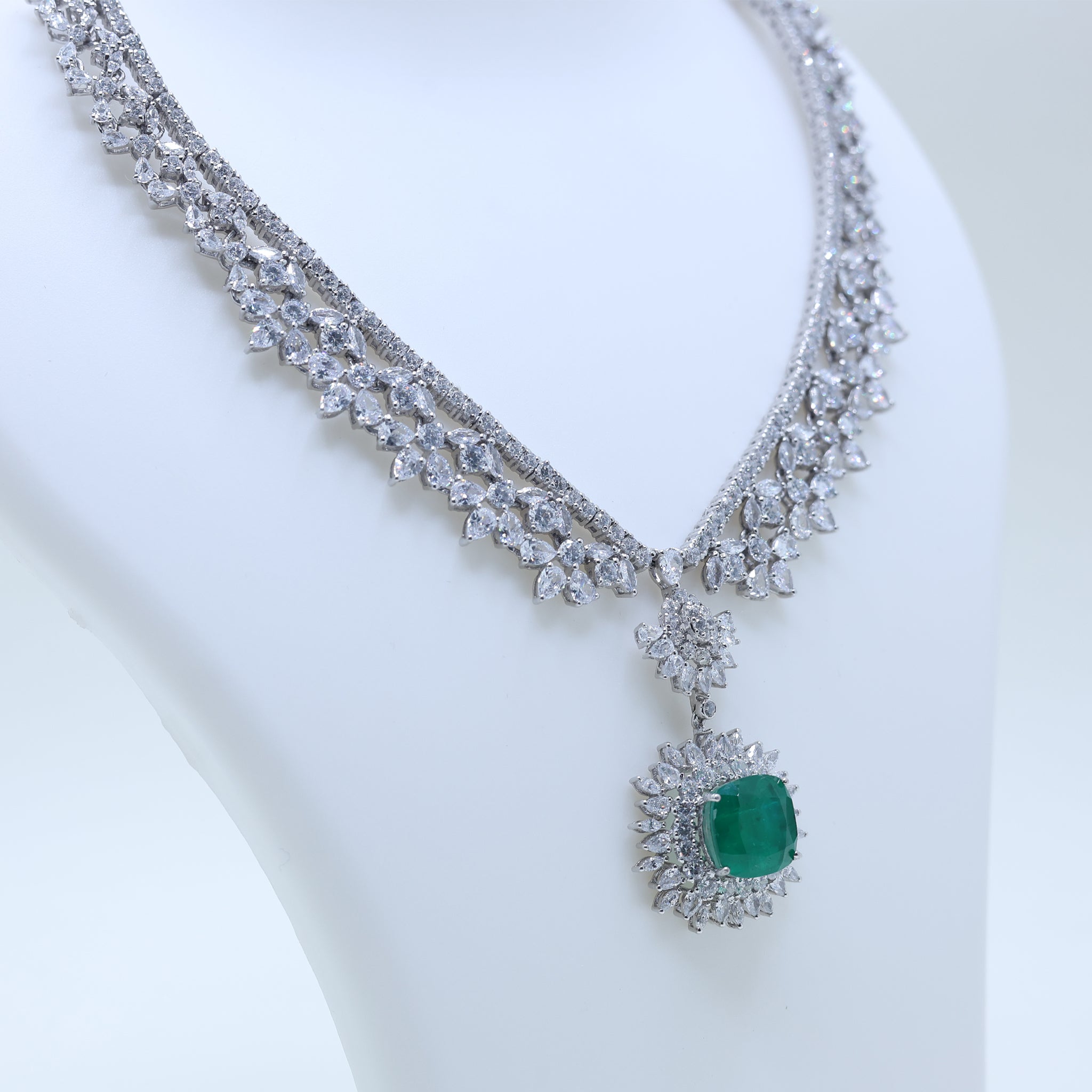 Sunburst Emerald May Birthstone Necklace