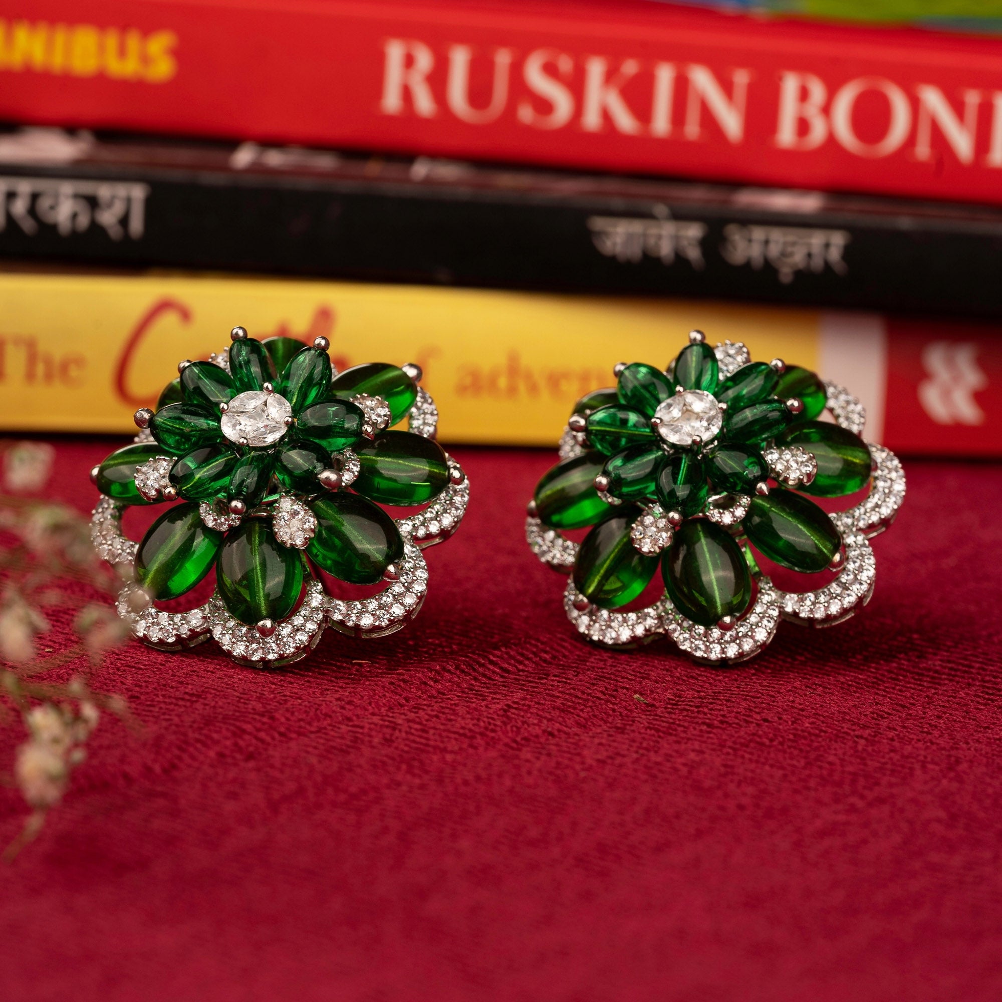 Radiant Green Flower Earring