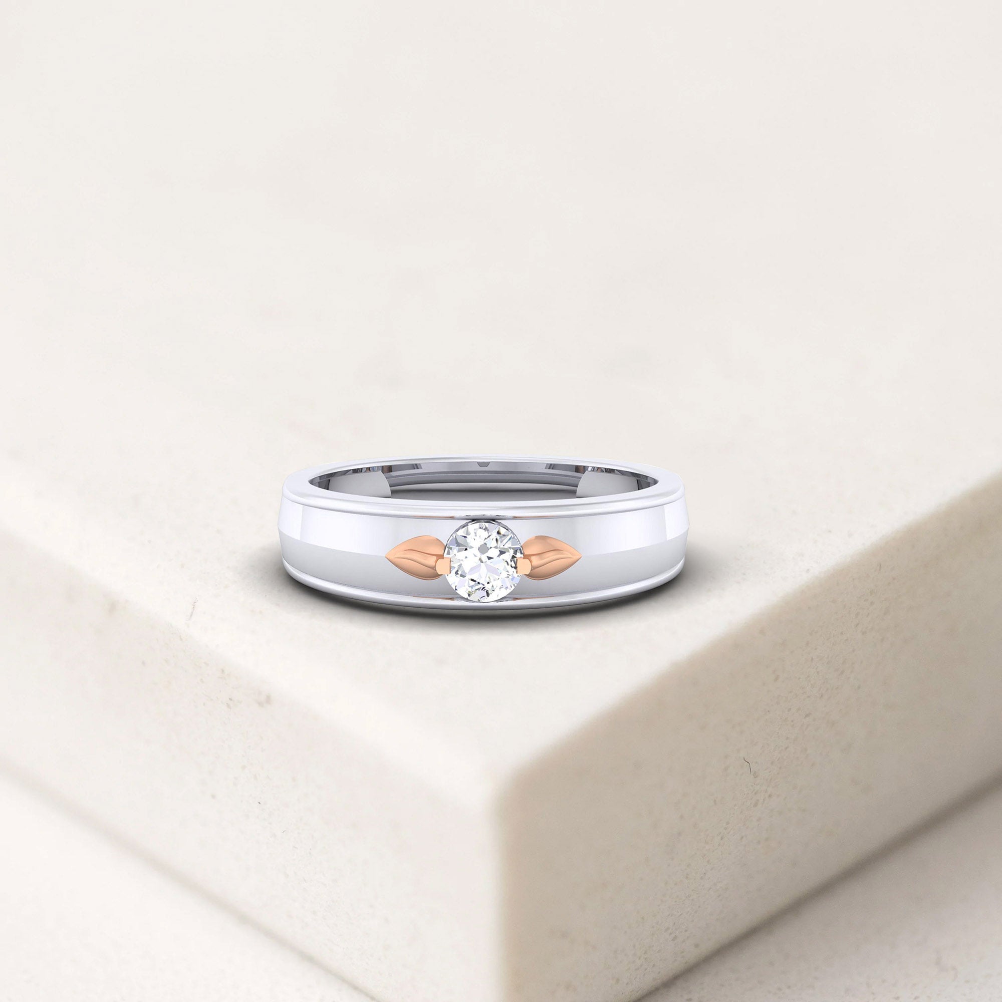 Sterling Silver Leaf Accent Band