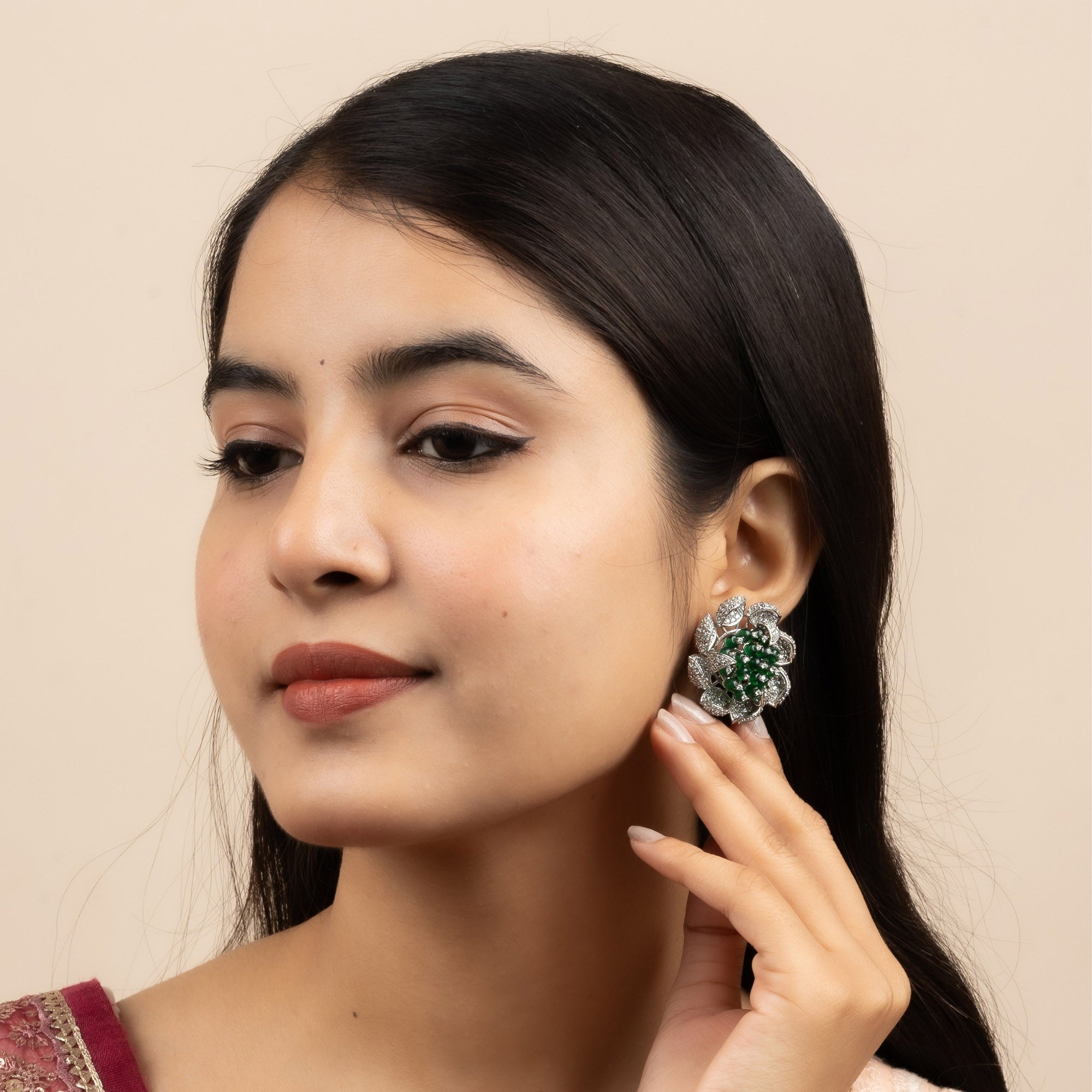 Green jewel Bloom Earring