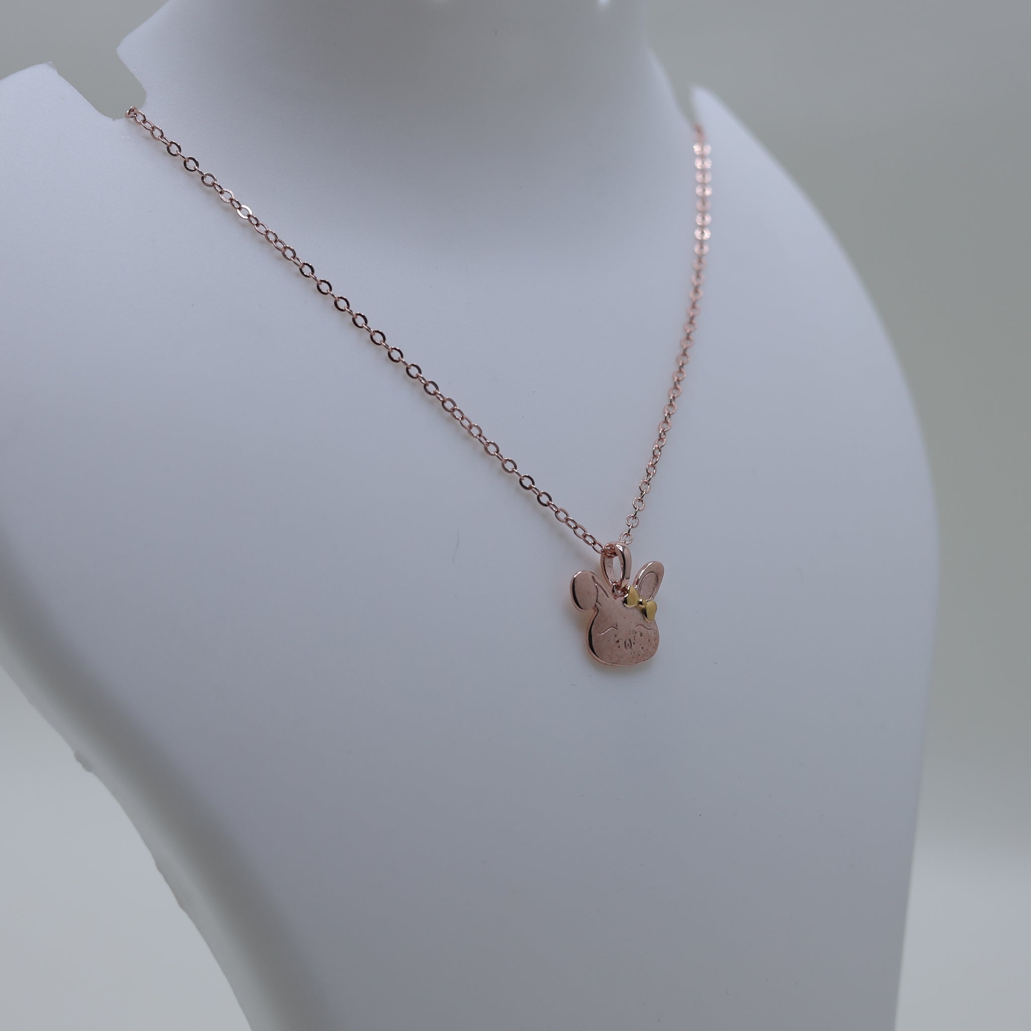 Silver Cute Cartoon Style Kawaii Bunny Rose Gold Pendant For Kids