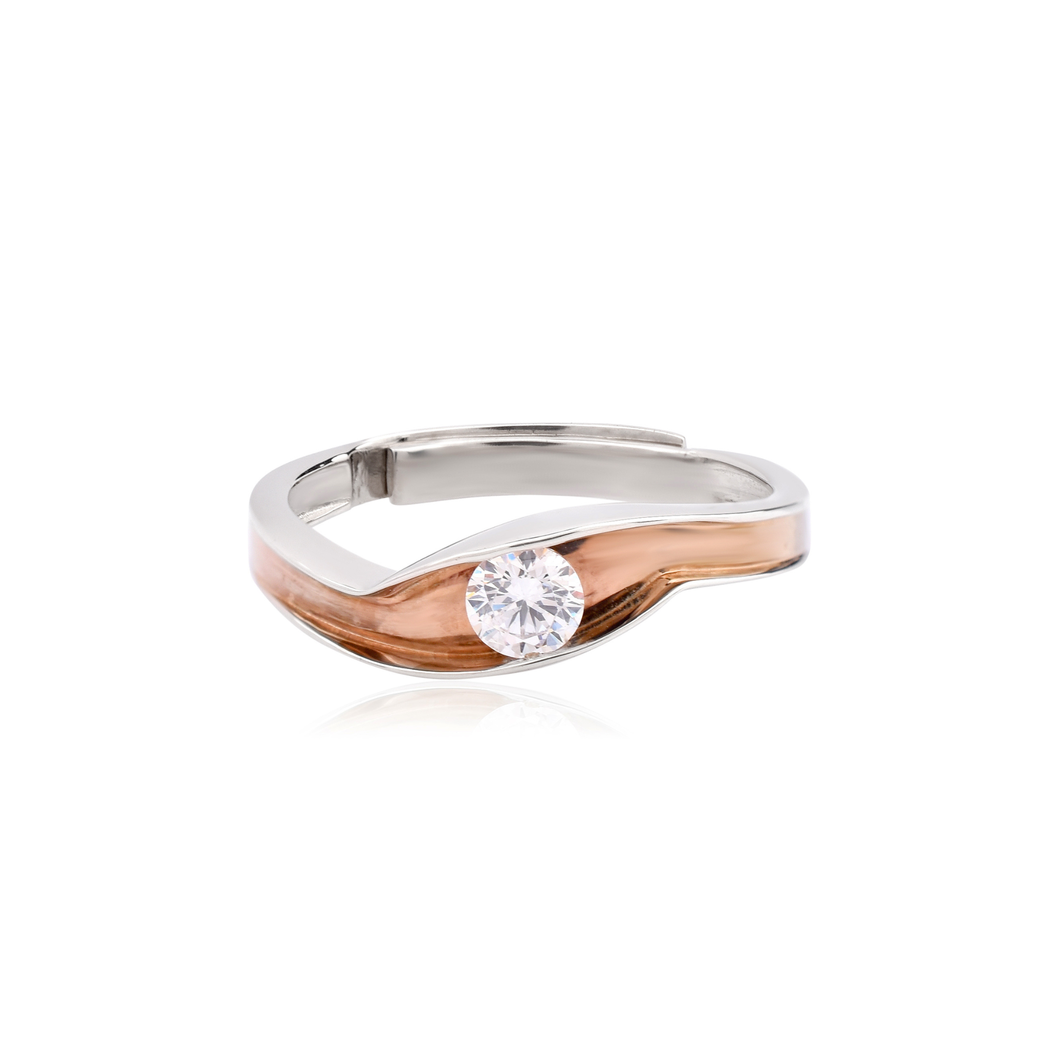 Adjustable Stylish Silver Rose & White Gold Two-Tone Band