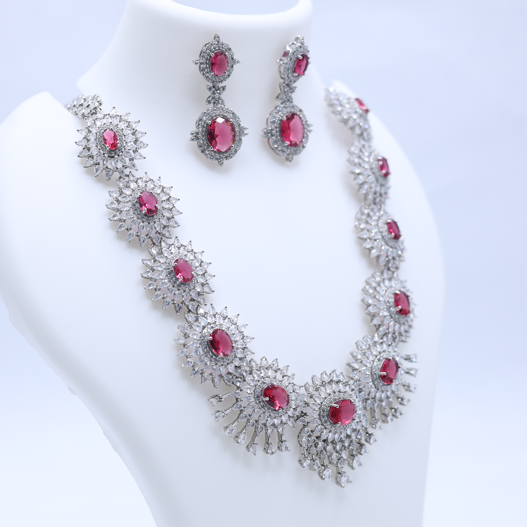Royal Bridal Ruby Necklace Set
