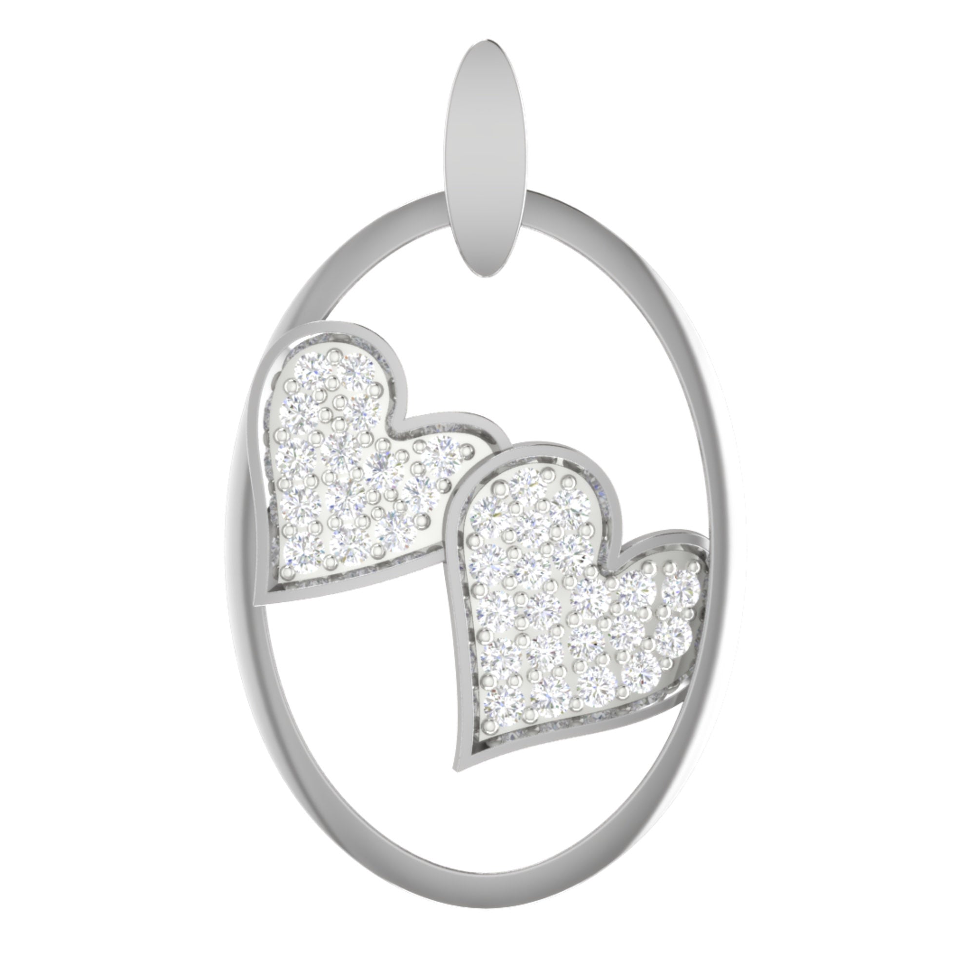 Twin Heart Pendant in Sterling Silver