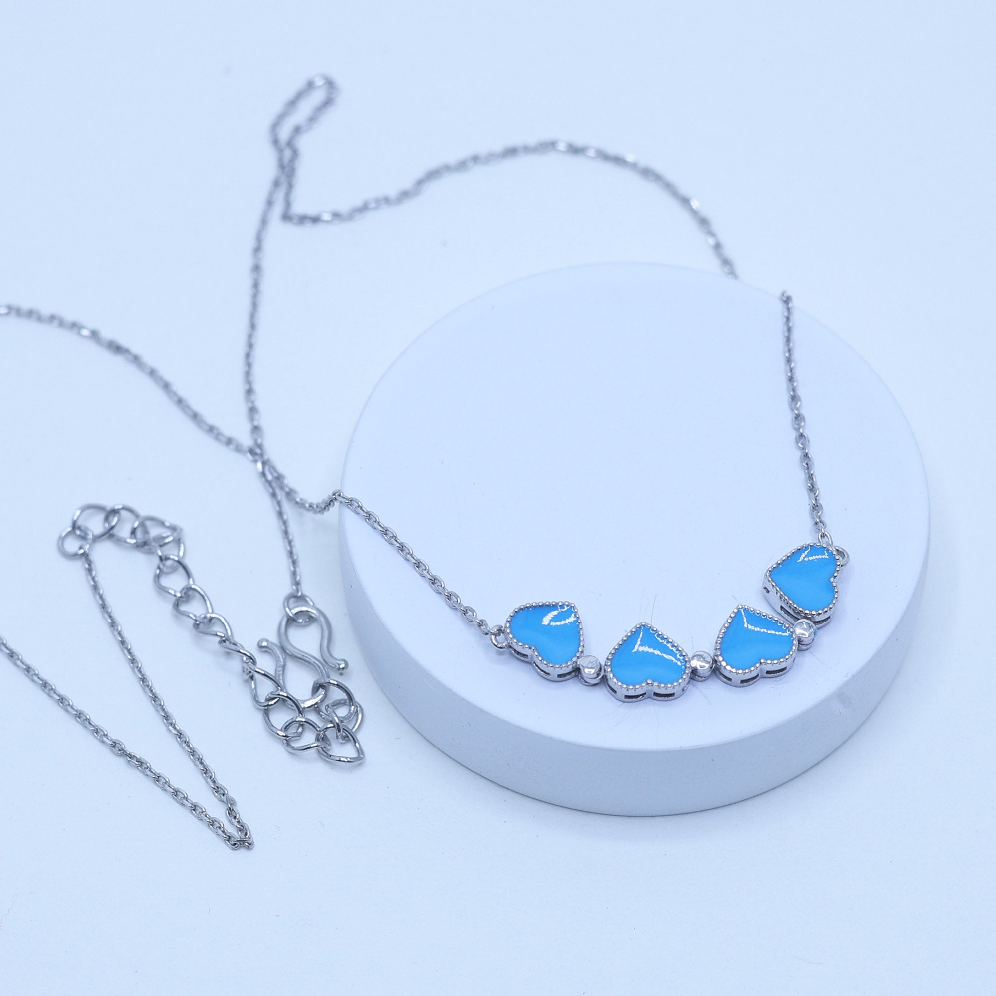 Magnetic Blue Enamel Heart Pendant