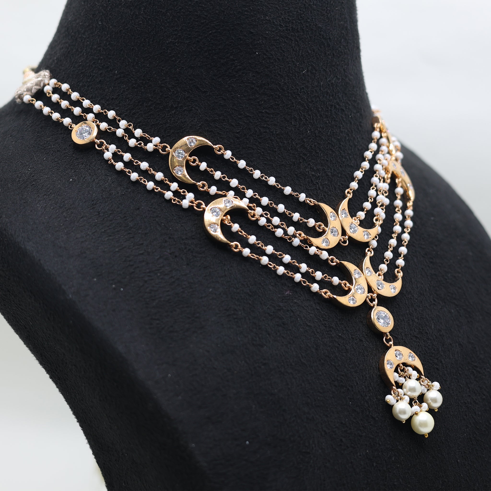 Multi Layered Crescent Moon Necklace