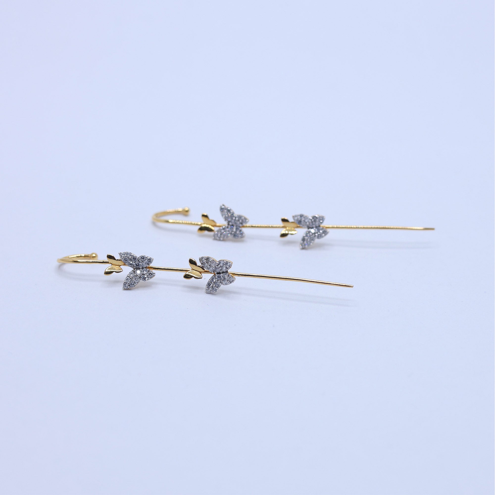 Dainty Butterfly Ear Climber Earrings