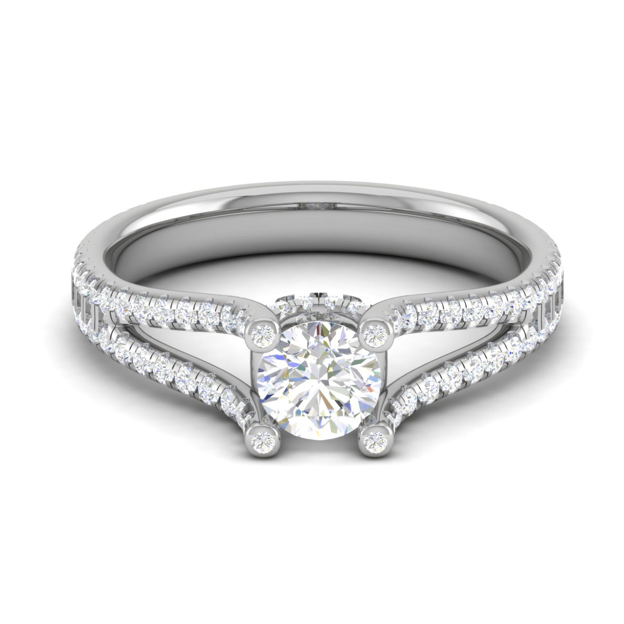Sparkling Split Shank Diamond Ring