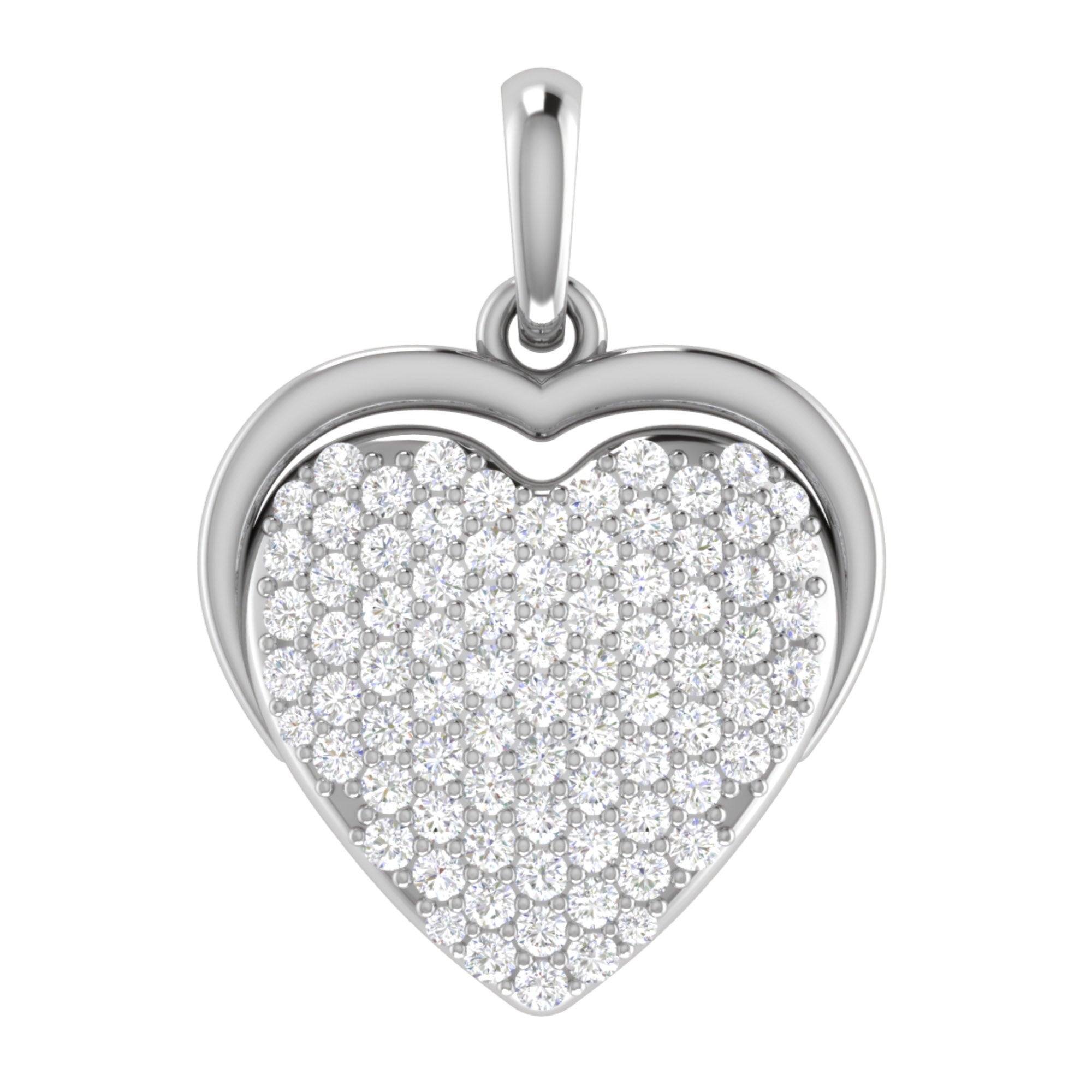 Sterling Silver Heart Diamond Pendant