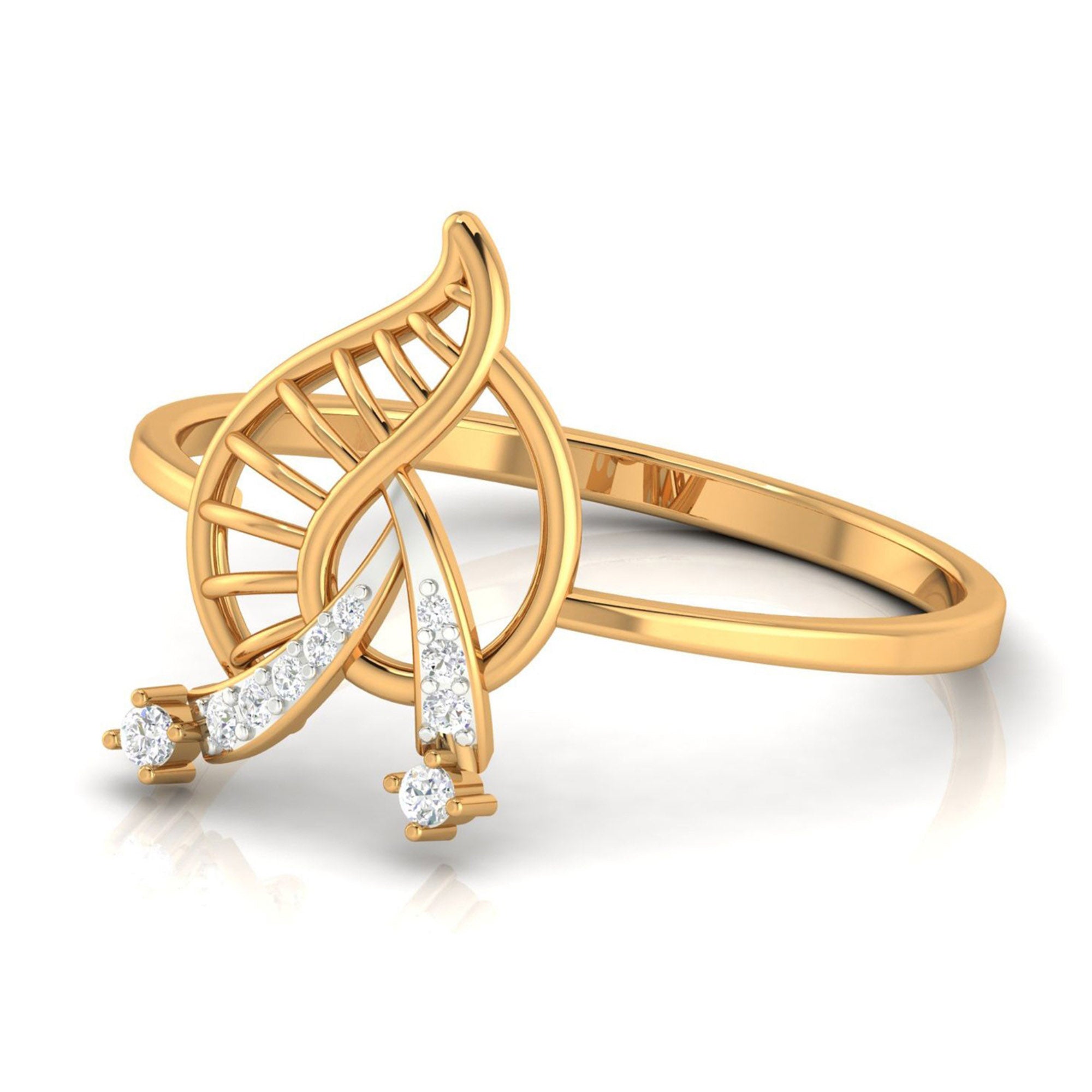 Adjustable Leaf Pattern Diamond Ring