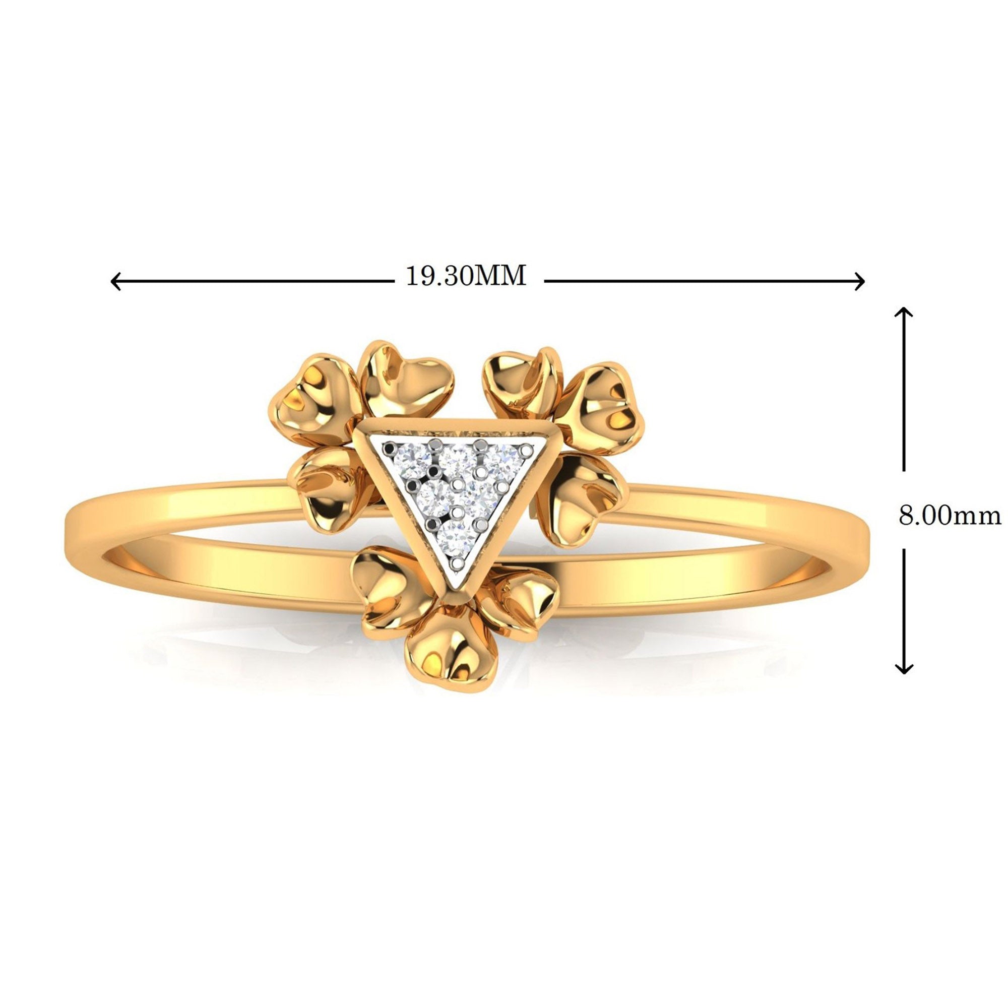 Triangle Diamond Cluster Floral Ring
