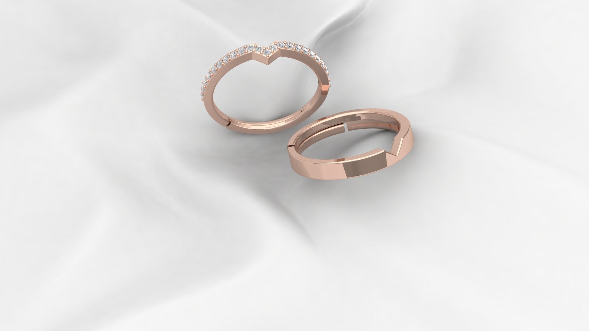 Silver Elegance Adjustable V- Shaped Rose Gold Ring For Couple