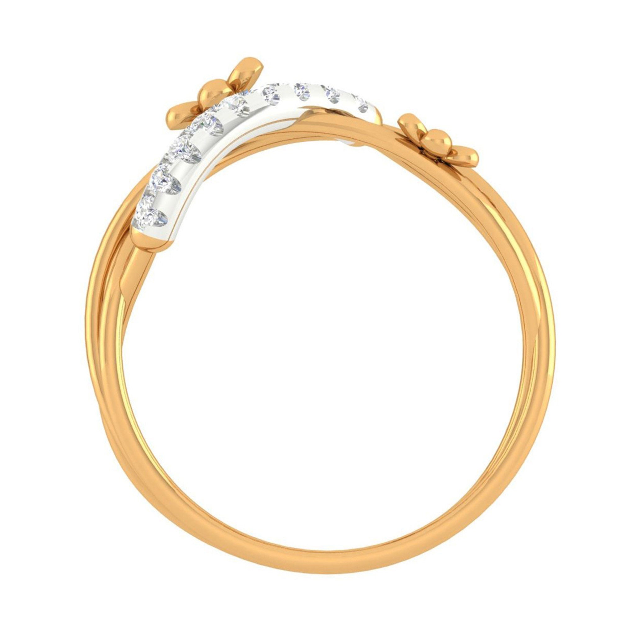 Gold Plated Floral Crossover Ring