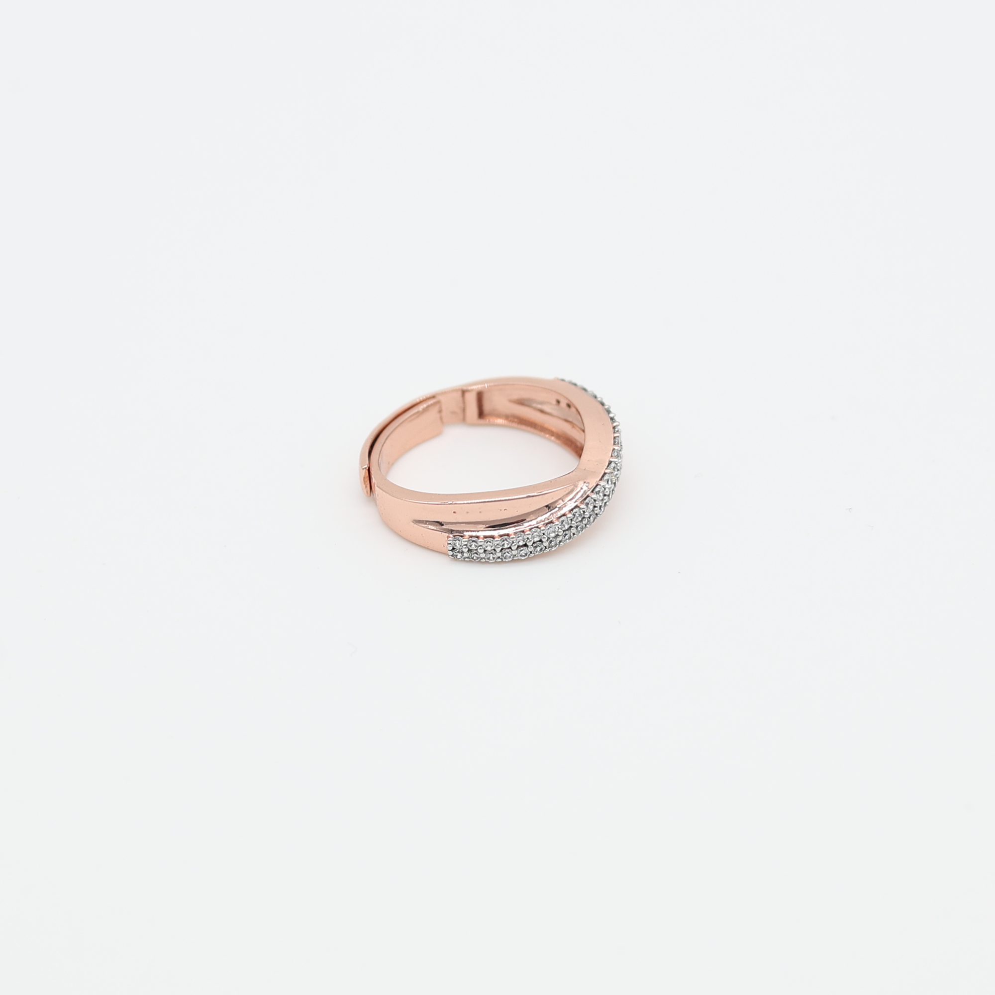 Adjustable Elegant Silver Rose Gold Crossover Band