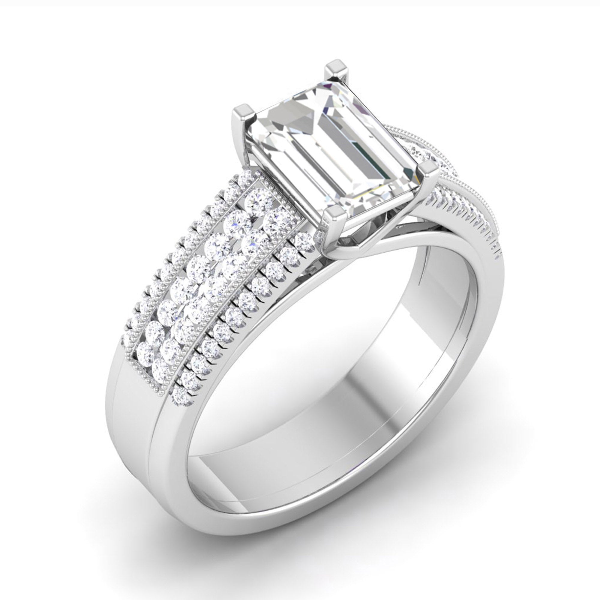 Emerald Cut American Diamond Ring